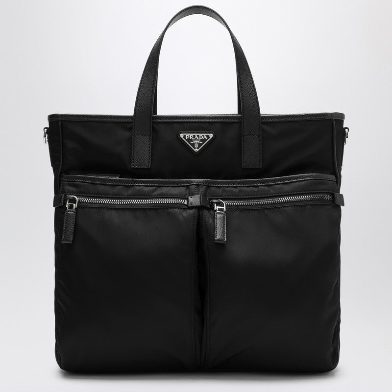 Prada Black Re-Nylon And Saffiano Shopping Bag Men - 1