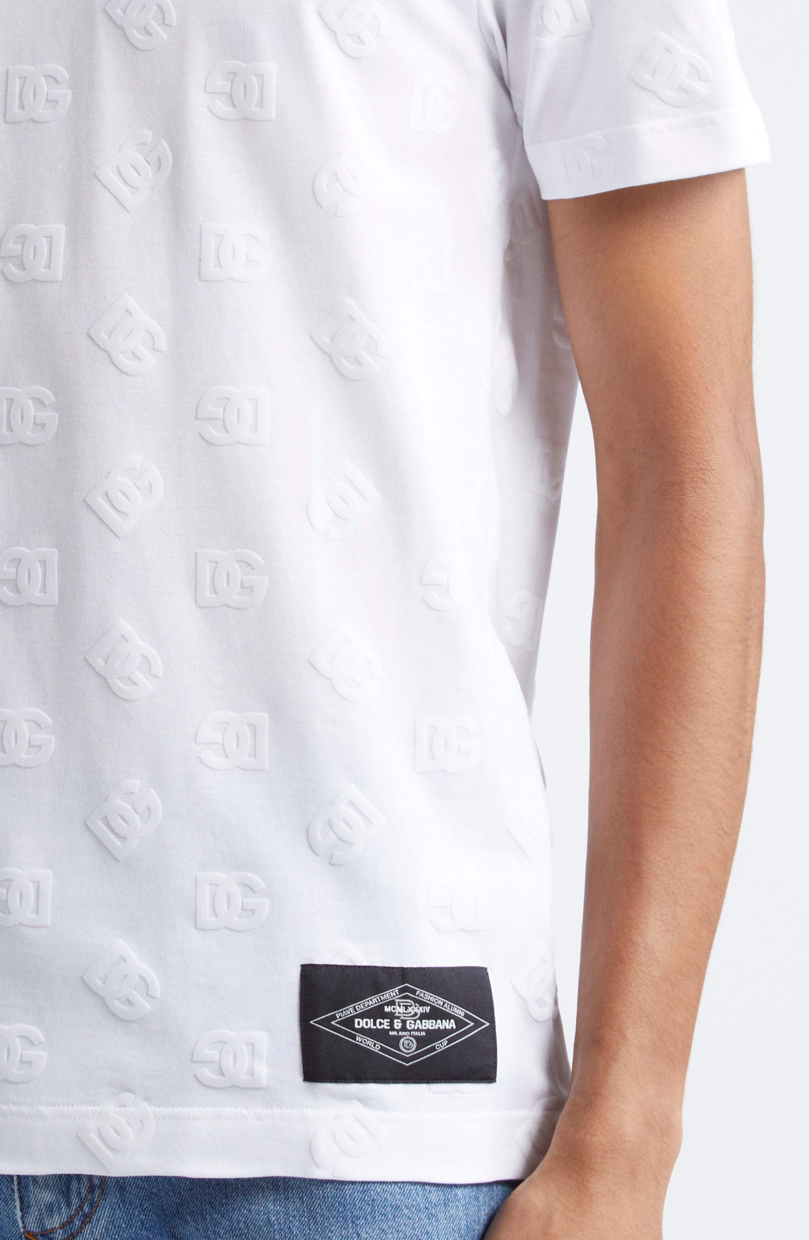 Dolce&Gabbana Re-Edition Flocked Logo Cotton T-Shirt in W0800 Bianco Ottico at Nordstrom - 4