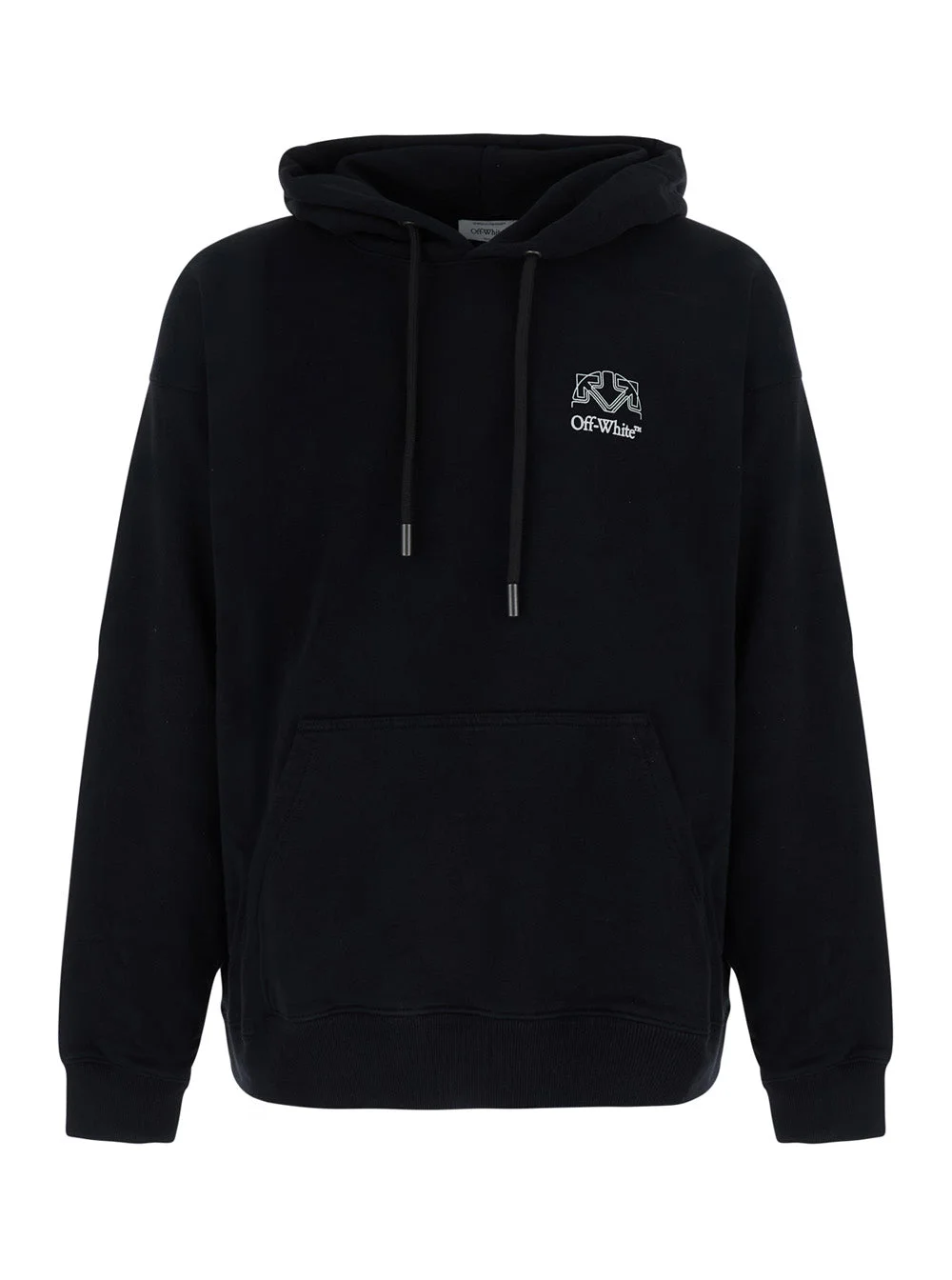 Off-White Men Hoodie Off-White With Logo And Long Sleeves In Black Cotton Unisex - 1