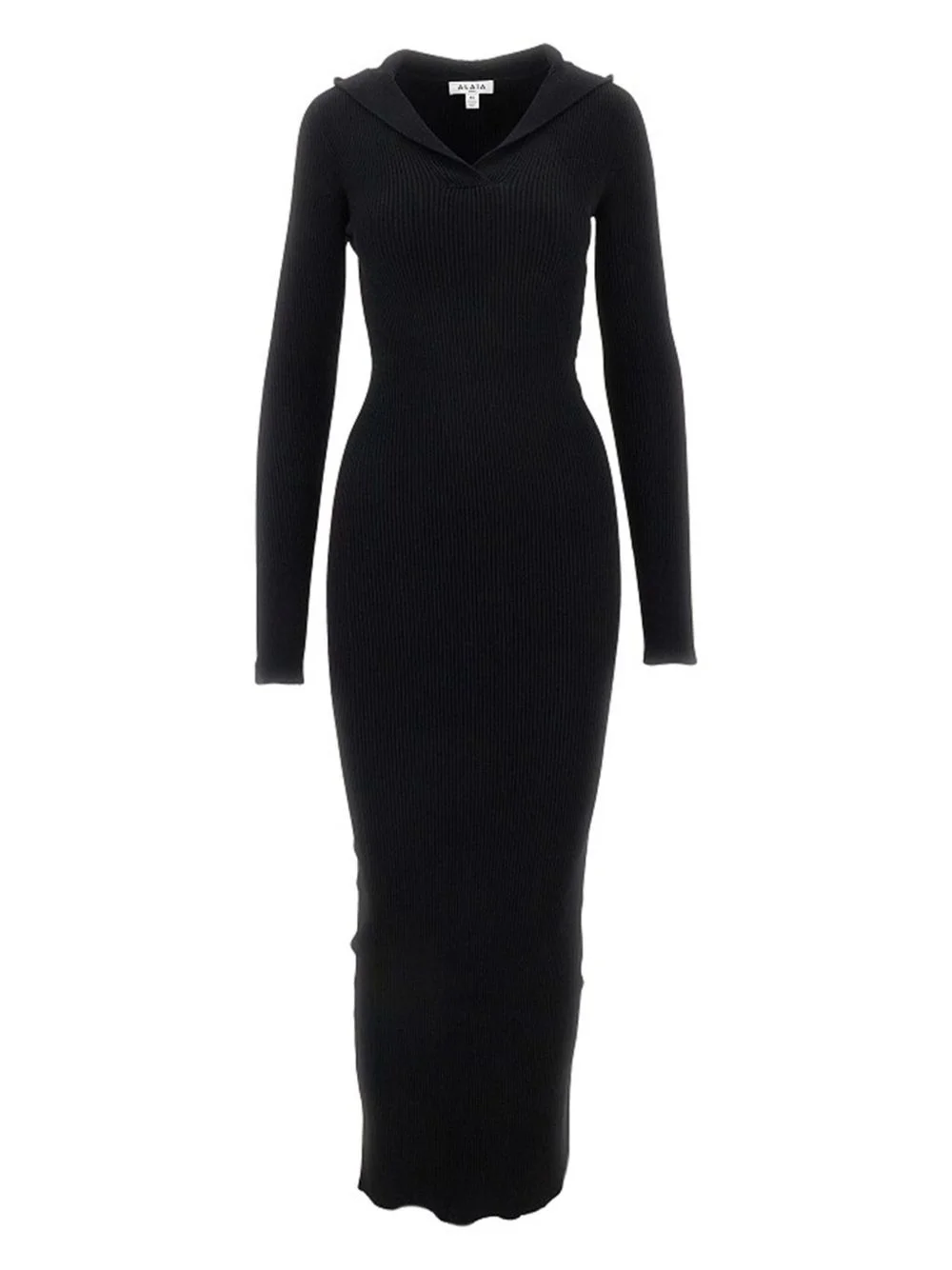 hooded ribbed midi dress - 1