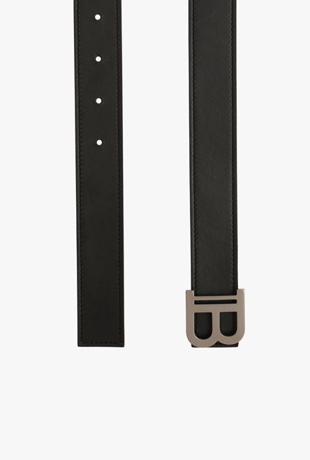 Smooth khaki leather B-Belt belt - 5