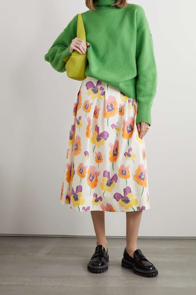 Marni Floral-print cotton-poplin midi skirt outlook