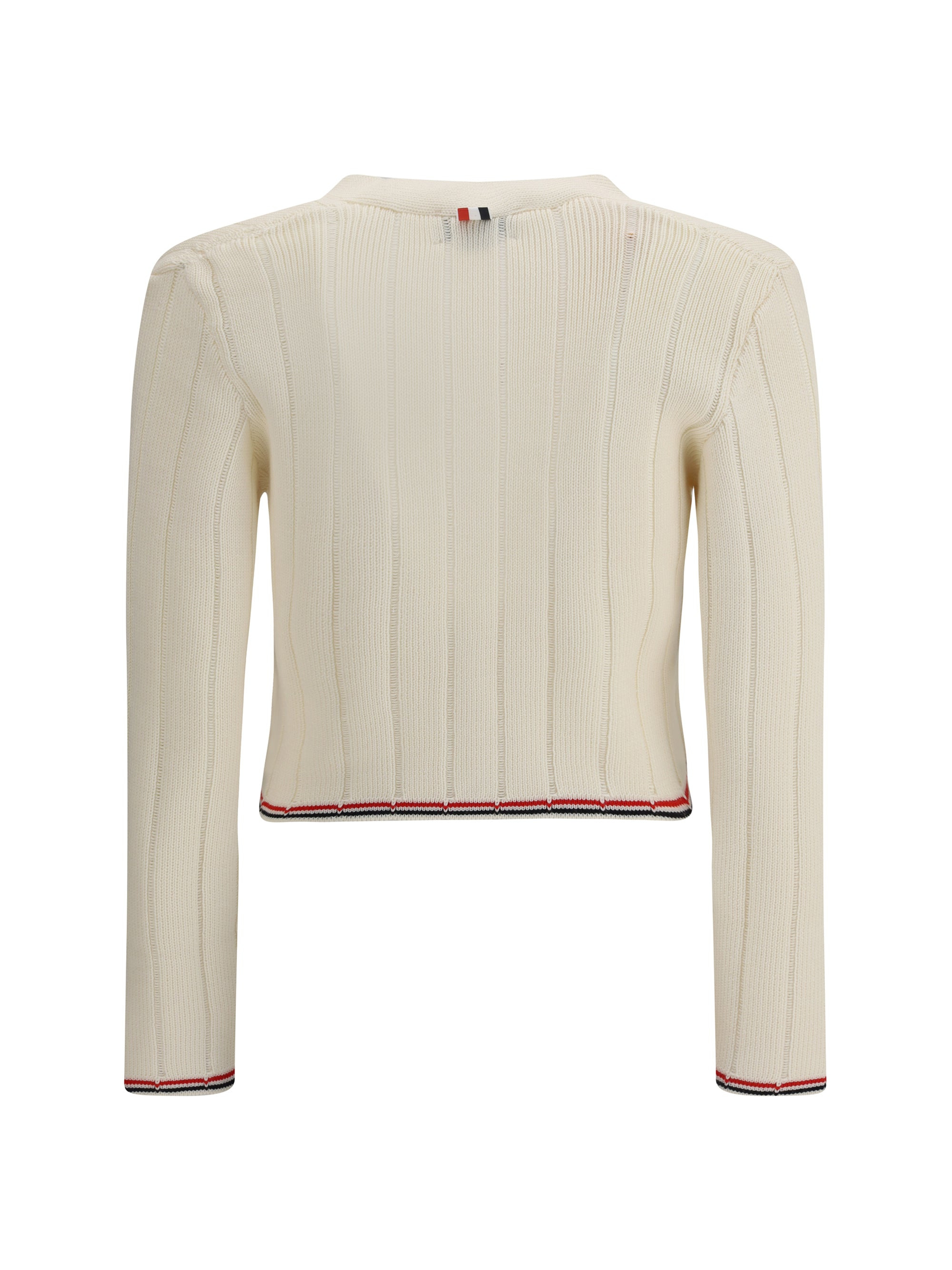 Thom Browne Women Ladder Full Needle Rib Stitch V Neck Car - 2