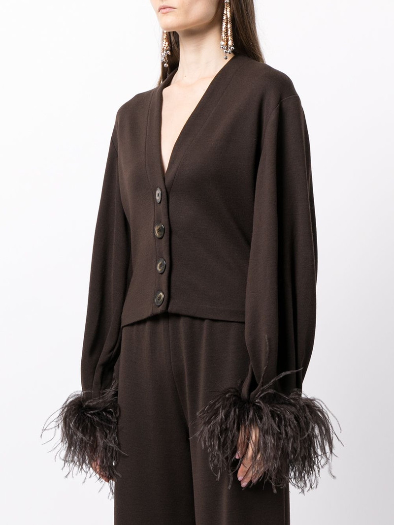 Kara feather-trim cardigan 3