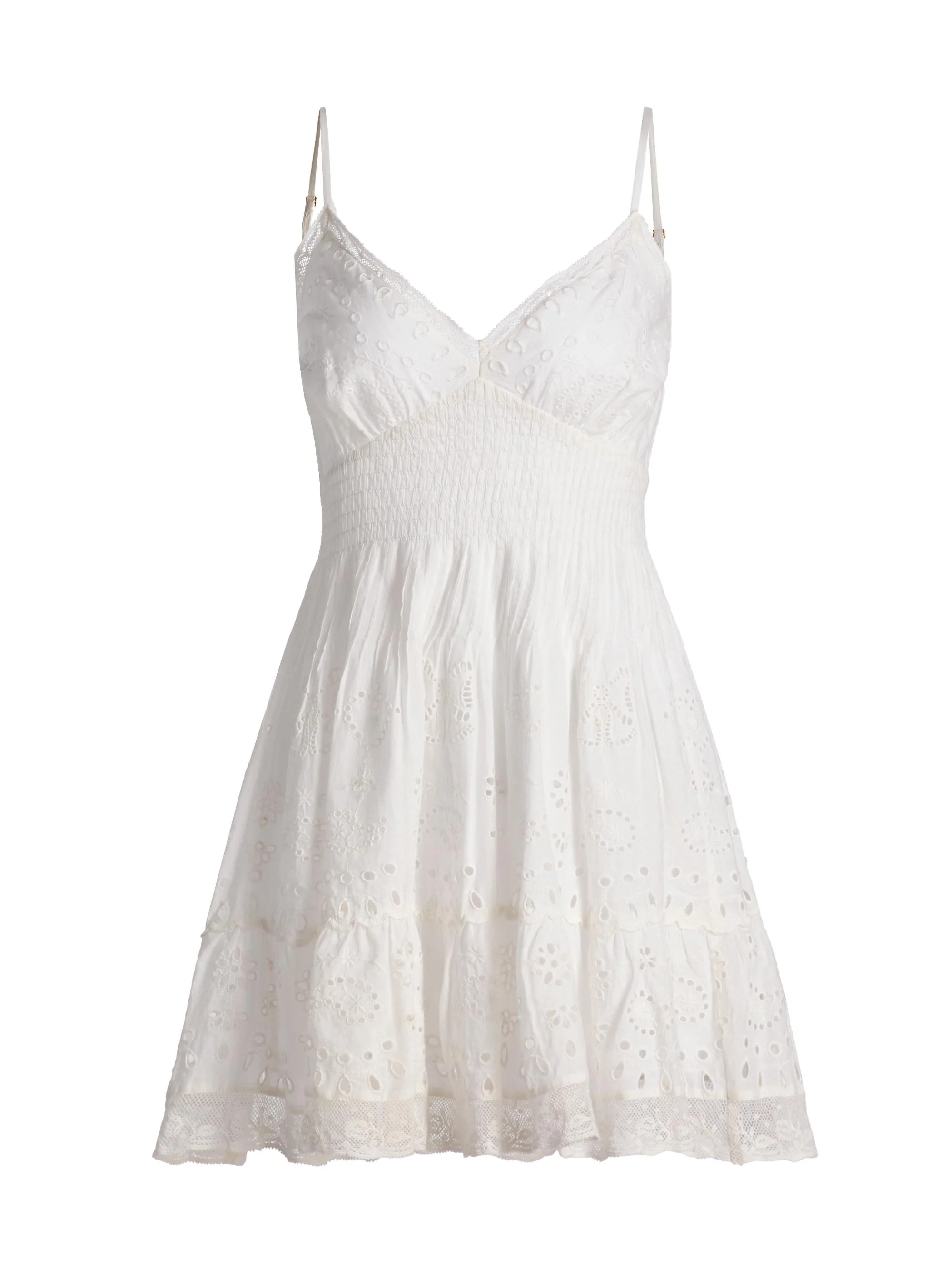 Women's Azar Broderie Anglaise V-Neck Minidress - White - 1