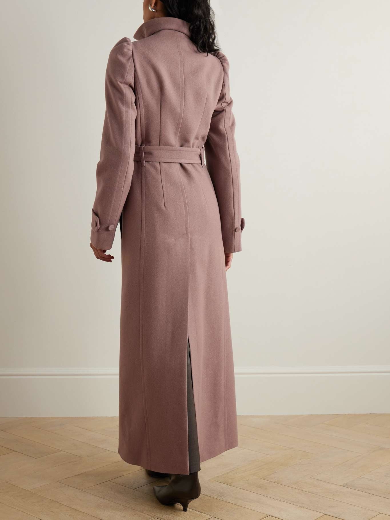 Belted wool-blend twill coat - 4