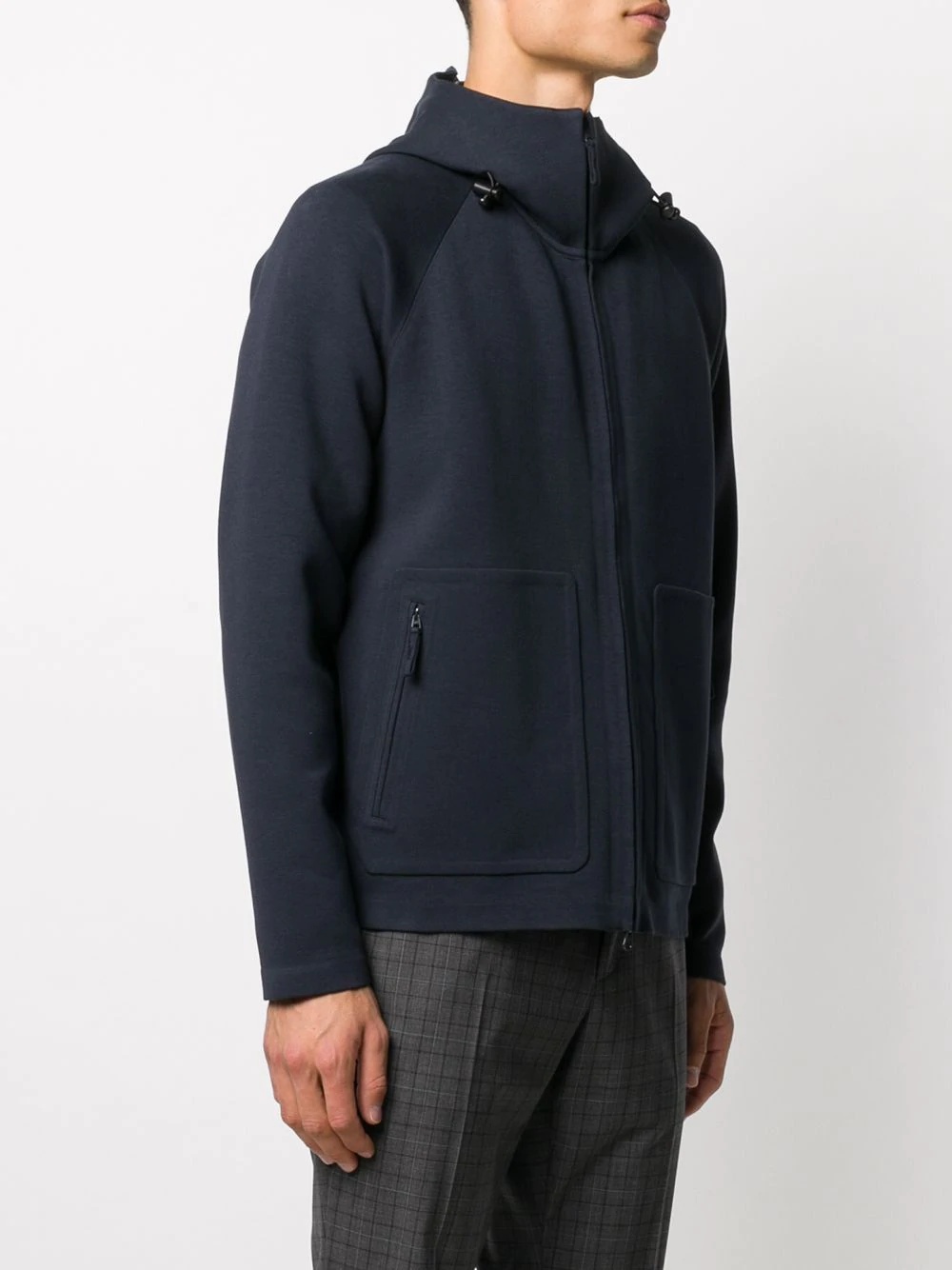 stand-up collar zip-up hoodie - 3