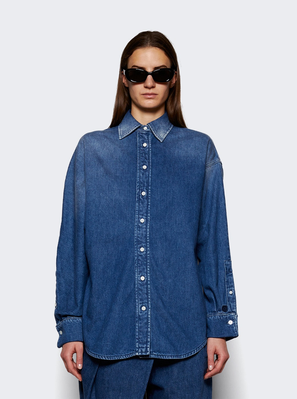 Draped Shirt Washed Denim - 3