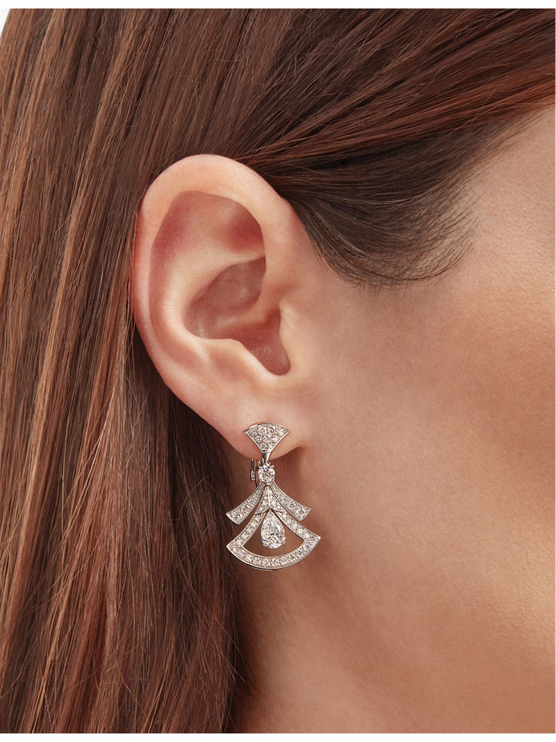 BVLGARI Divas' Dream 18ct white-gold and 1.88ct diamond earrings outlook
