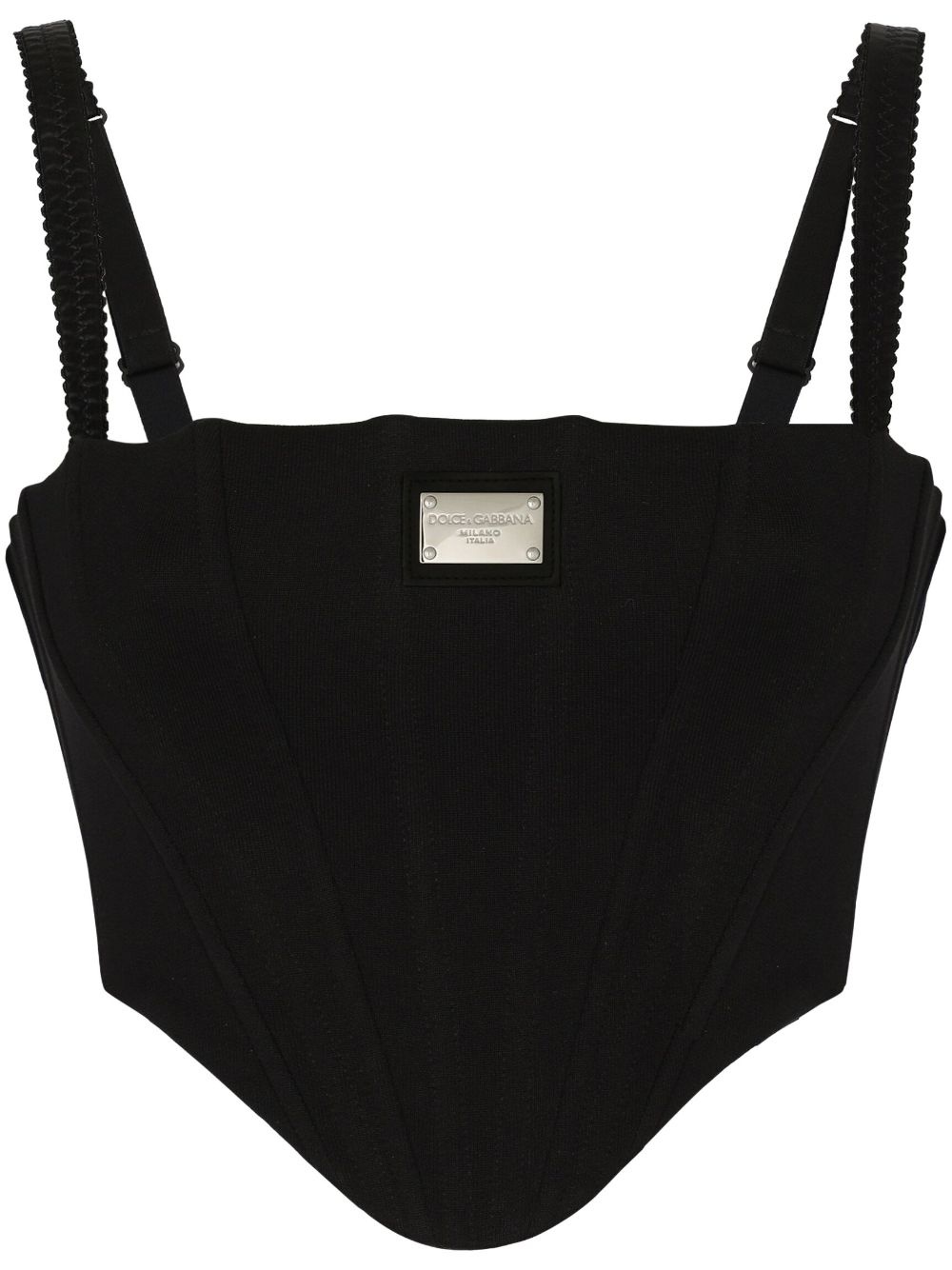logo-plaque cropped bustier top - 1