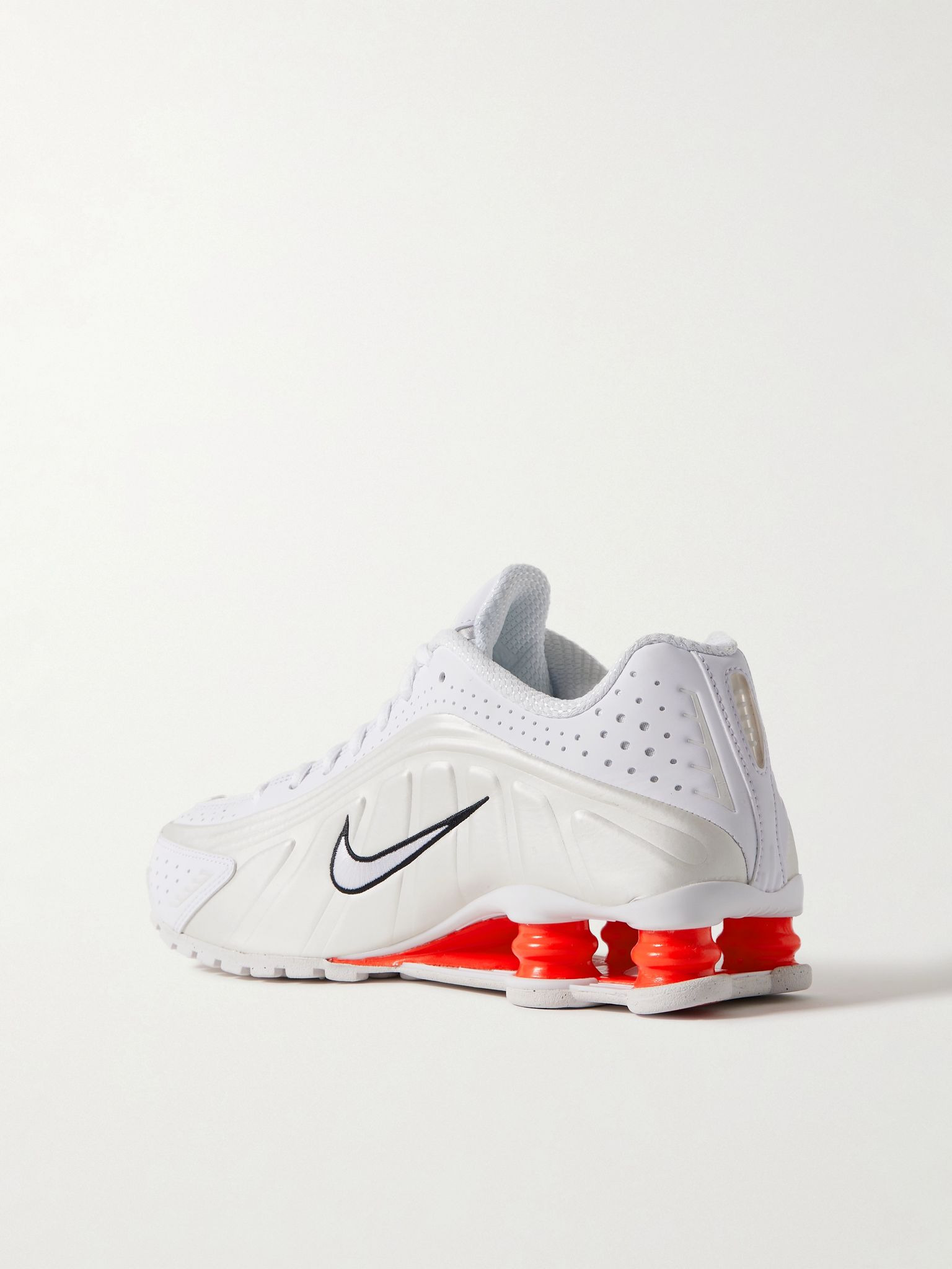 Shox R4 rubber-trimmed shell sneakers White - 3