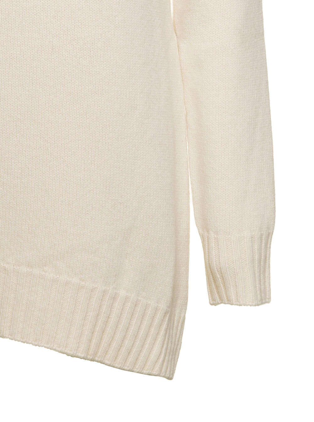Jil Sander Women White Mock Neck Jumper With Asymmetric Hem In Wool Woman - 3