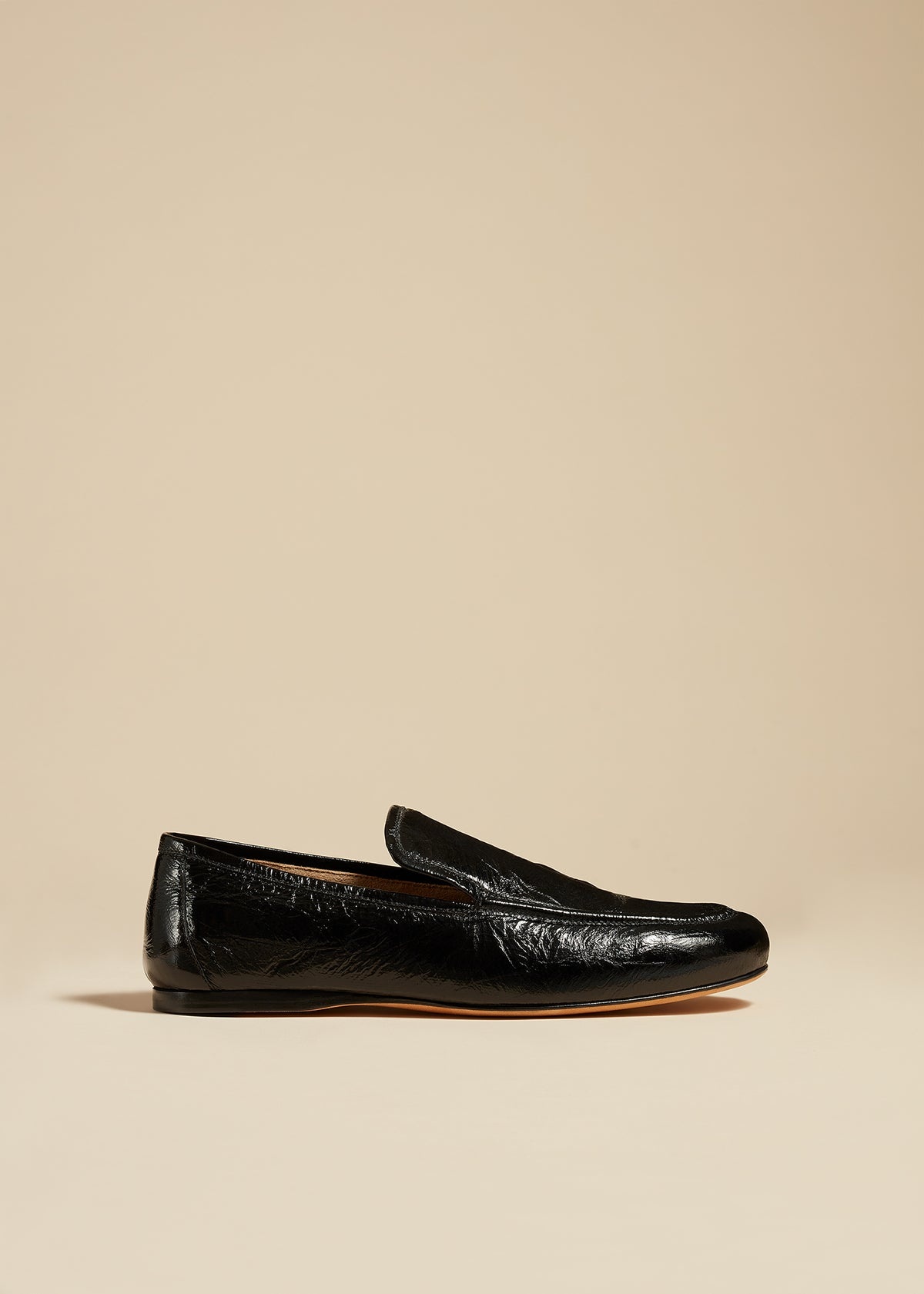 The Alessia Loafer in Black Crinkled Leather - 2