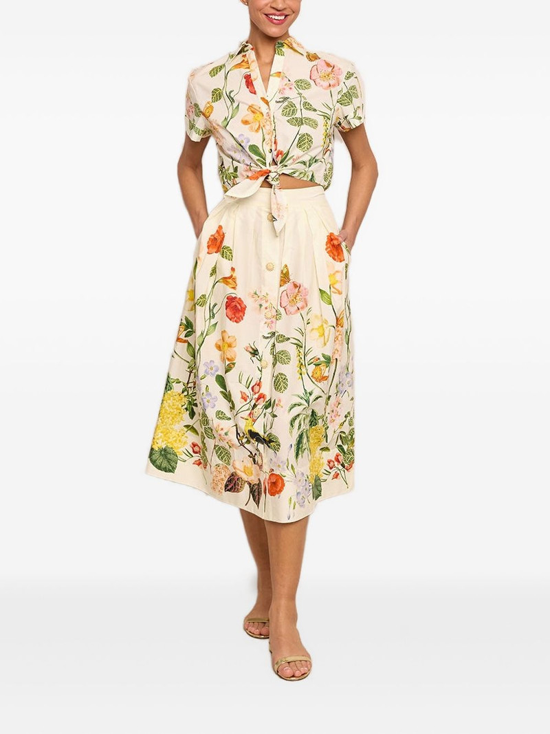 Cara Cara Marge floral-print pleated midi skirt outlook