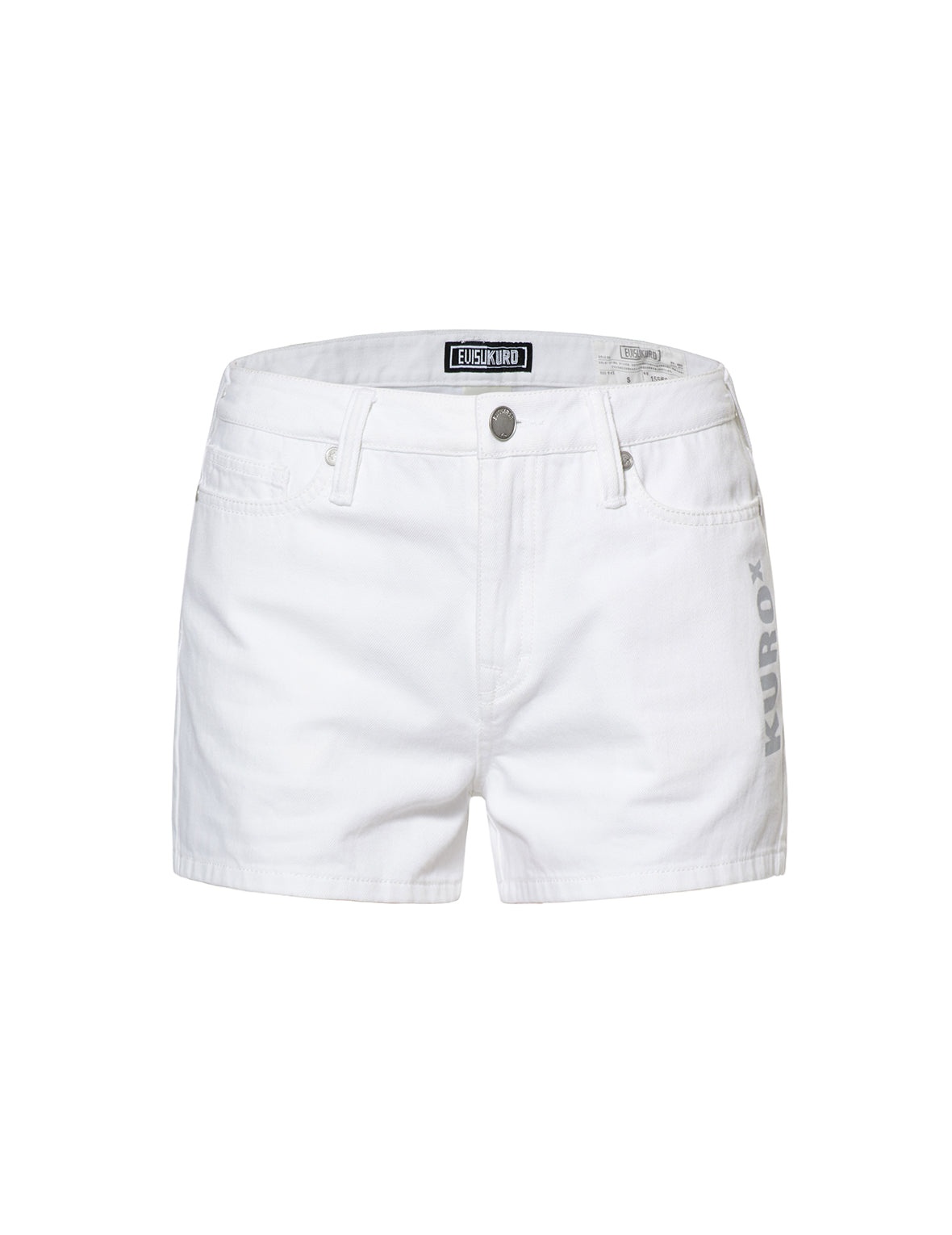 Denim Shorts with Asymmetric Pleated Skirt Overlay - 18