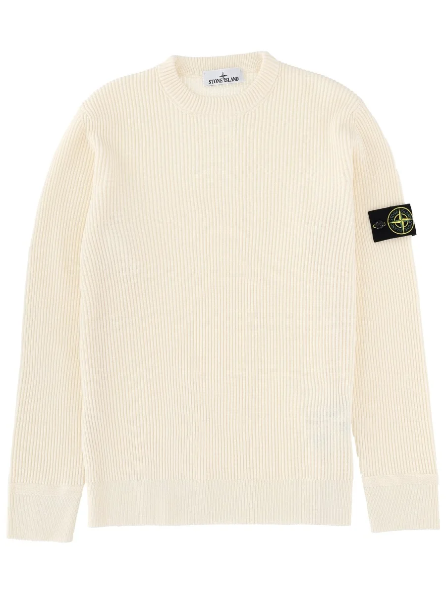 WOOL SWEATER WITH LOGO PATCH - 1
