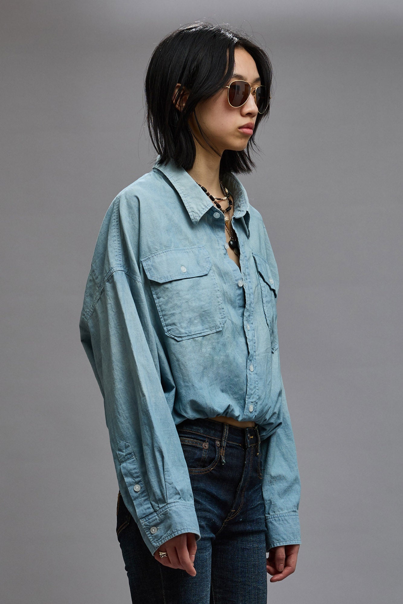 CROSSOVER UTILITY BUBBLE SHIRT - VINTAGE BLUE - 4