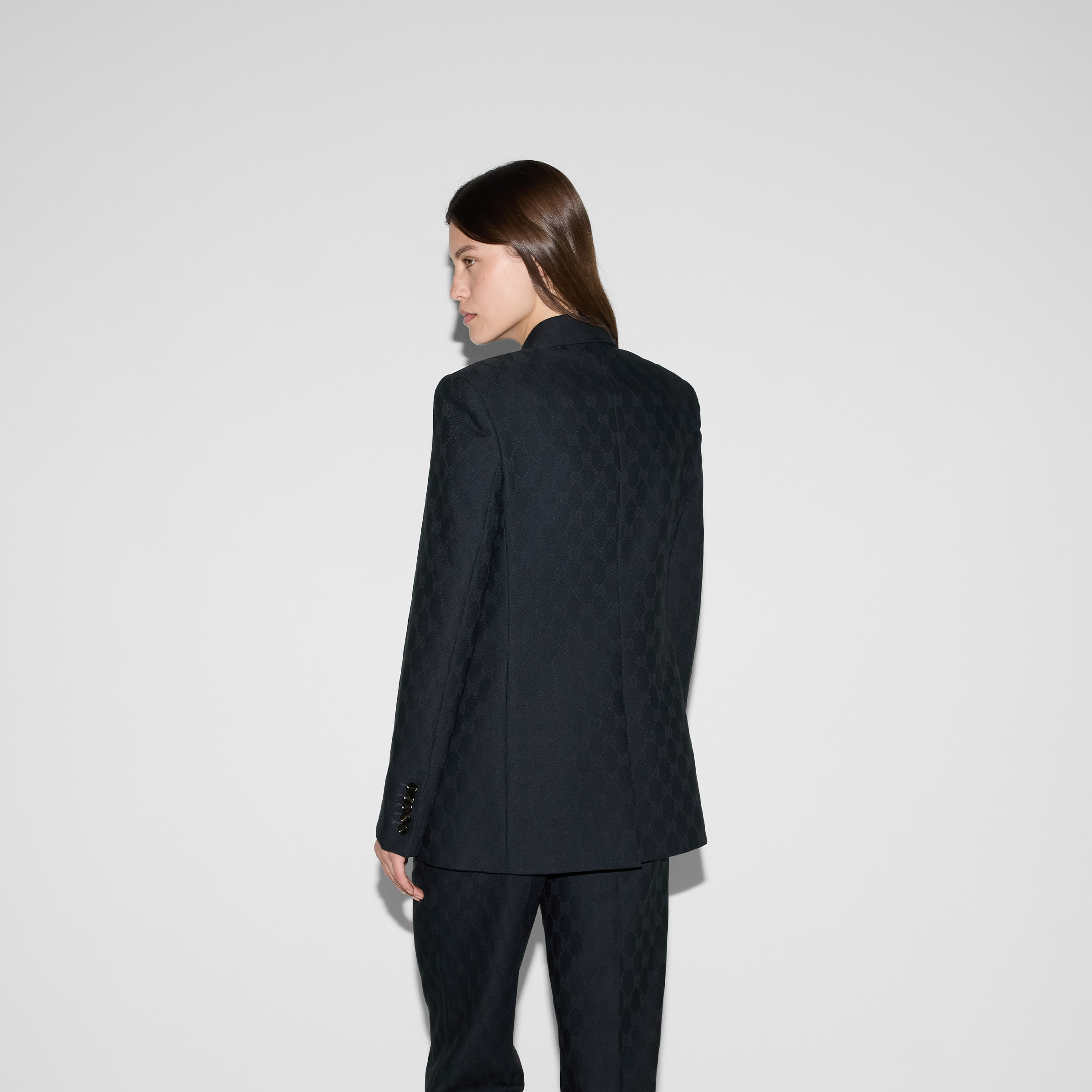 Double-breasted GG wool jacket - 4