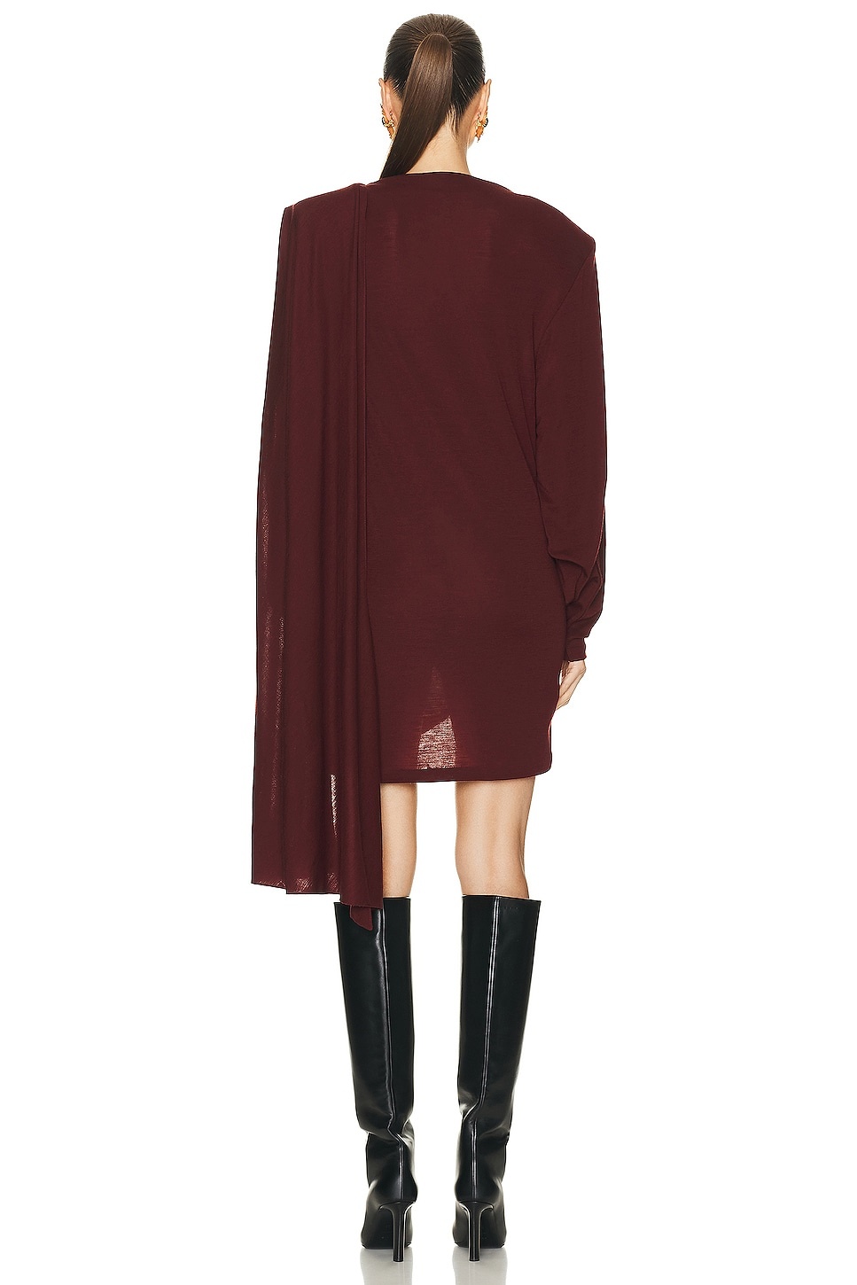 Long Sleeve Draped Dress - 4