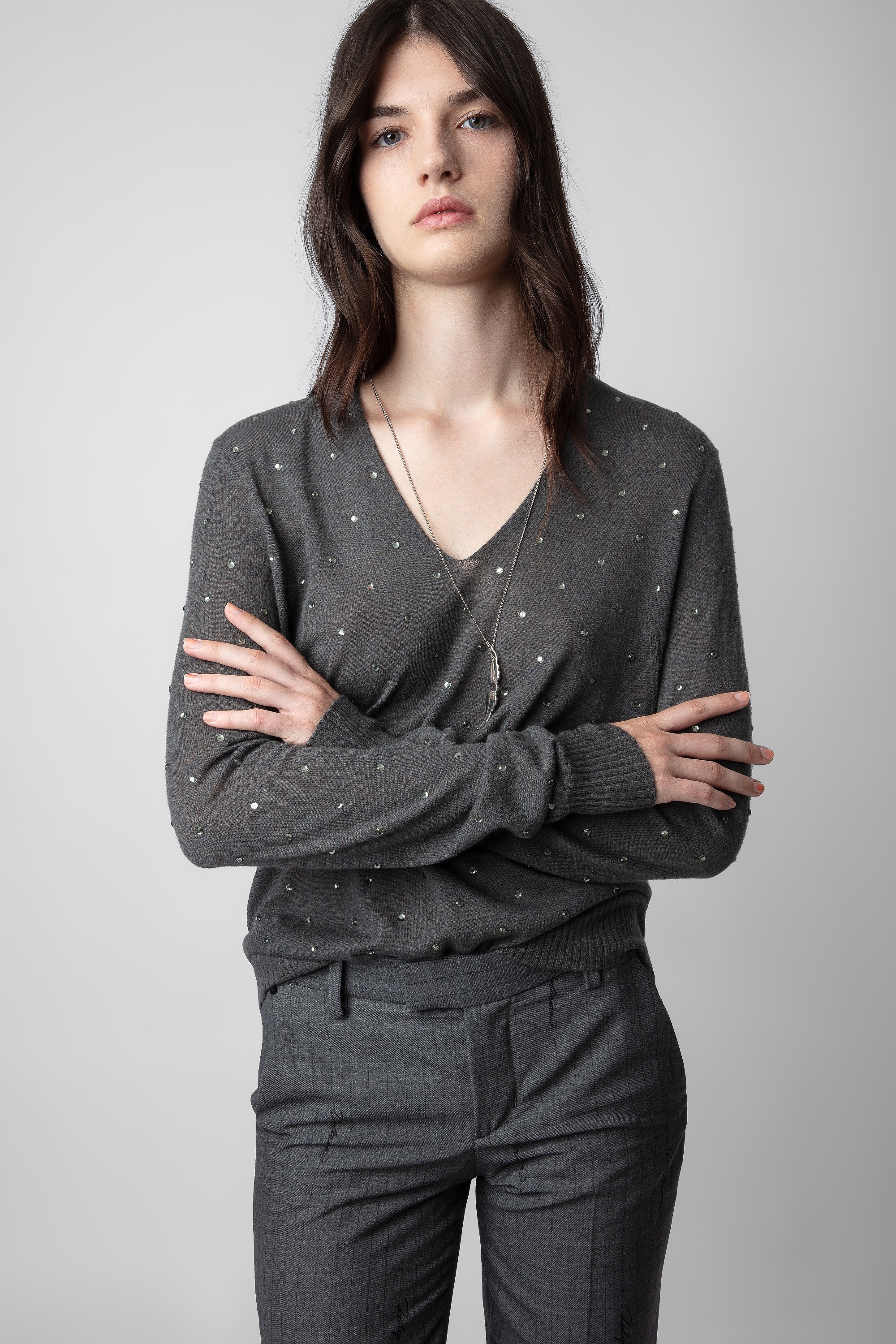 Elya Diamanté Cashmere Sweater - 3