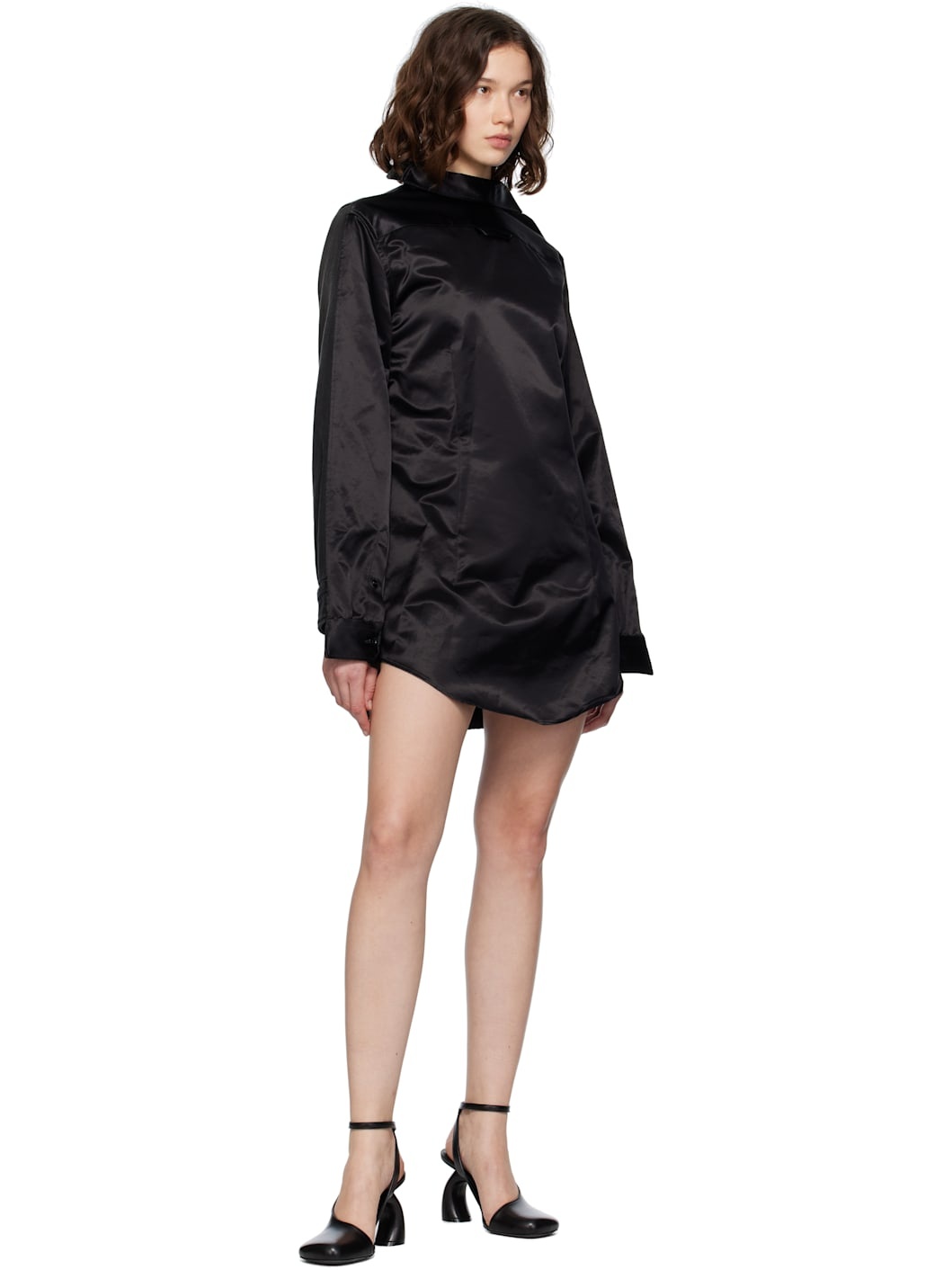 Black Satin Minidress - 4