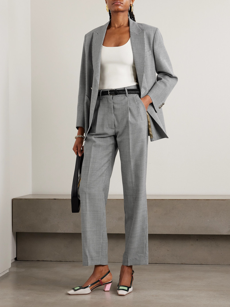 BLAZÉ MILANO Fox Pleated Houndstooth Wool-twill Straight-leg Pants outlook