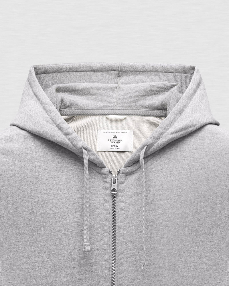 Reigning Champ Midweight Terry Slim Zip Hoodie Heather Grey outlook