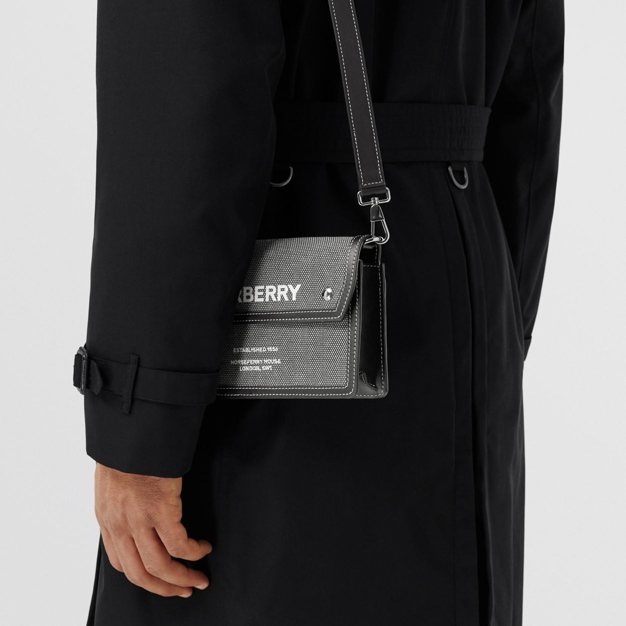 Horseferry Print Canvas and Leather Crossbody Bag - 4