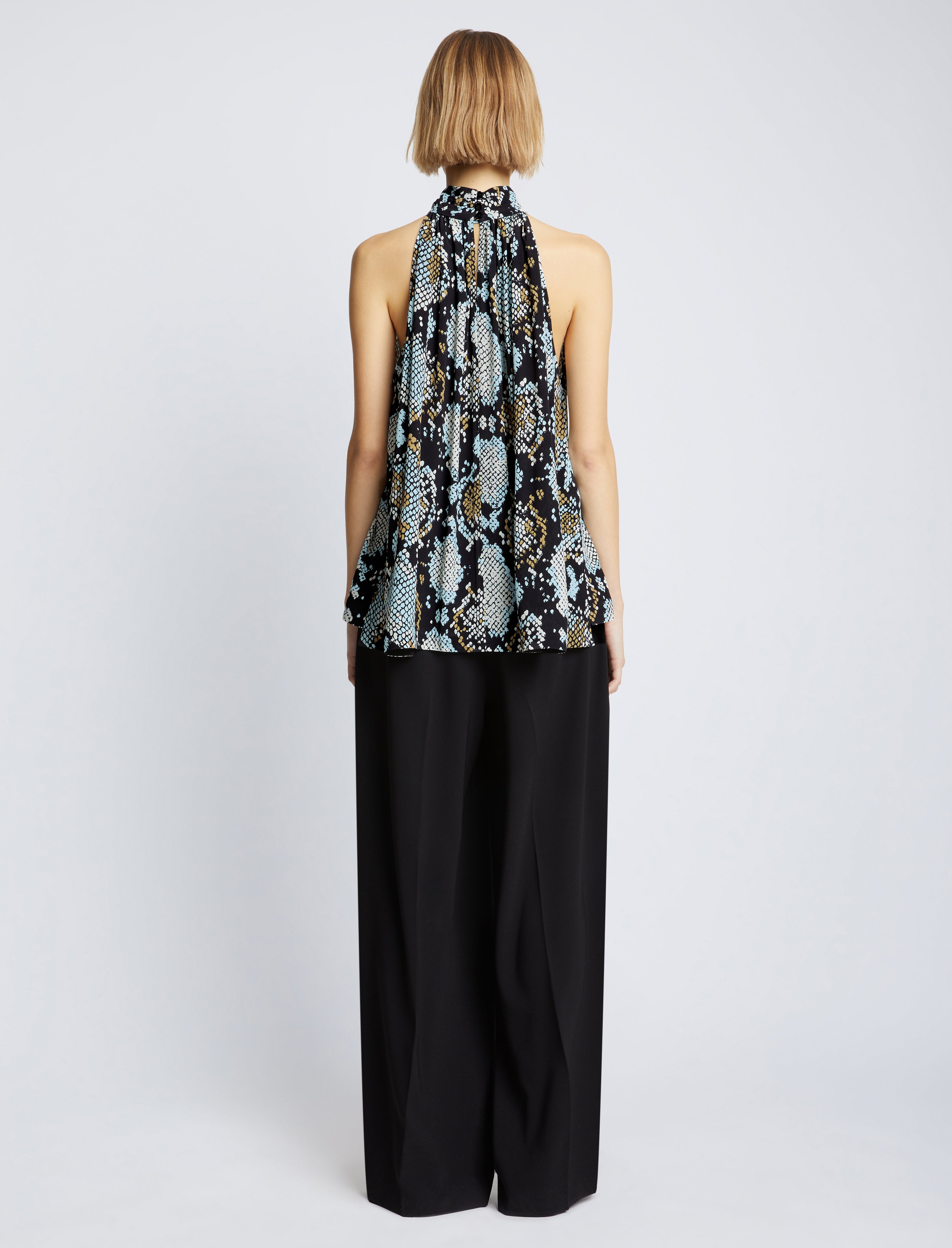 Printed Snake Crepe De Chine Top - 5