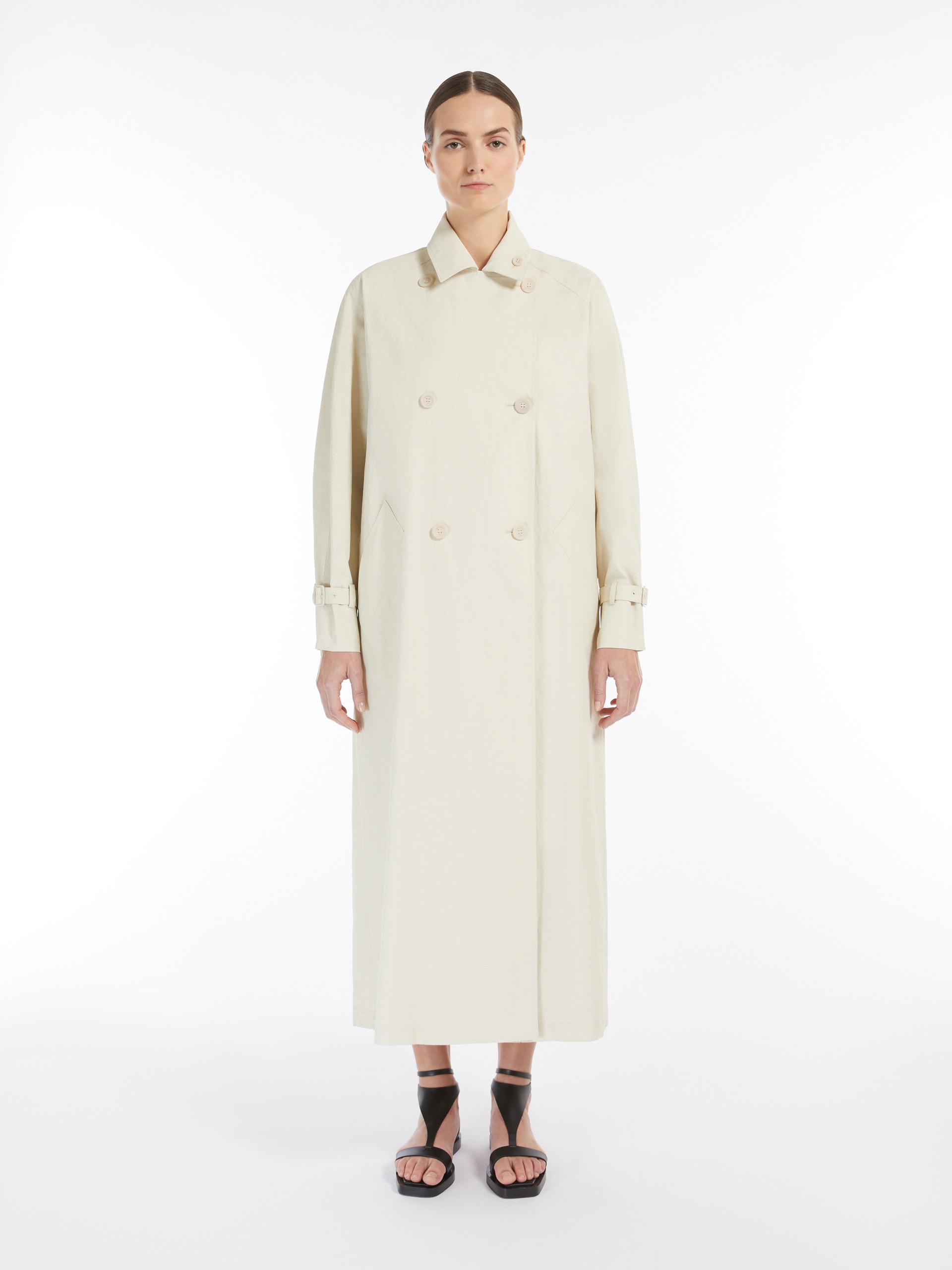 RONCO Long linen cloth trench coat - 3