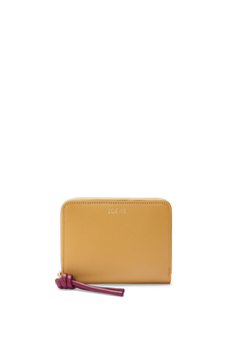 Knot compact zip around wallet in shiny nappa calfskin - 1