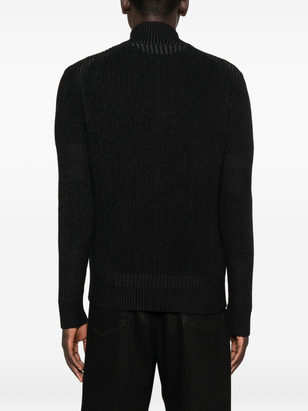 ribbed zip-up cardigan - 4