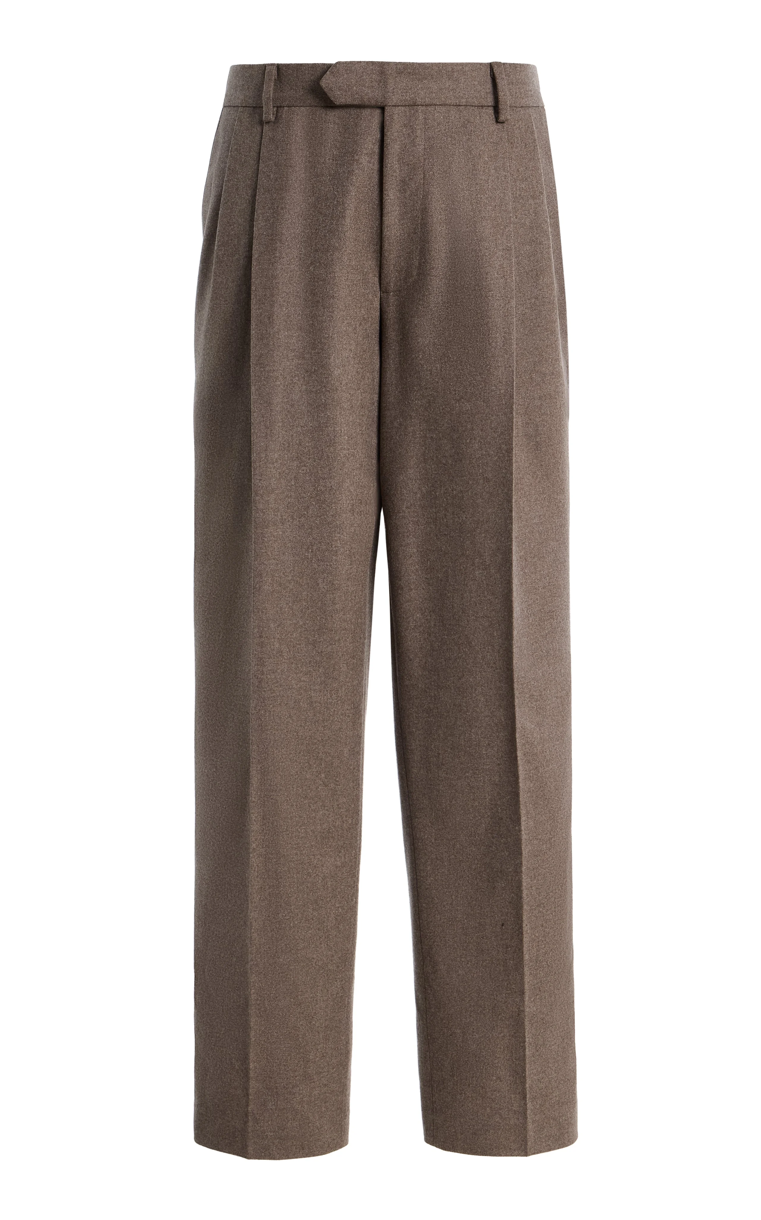 Arthur Pleated Pant in Walnut Wool Cashmere Flannel - 1