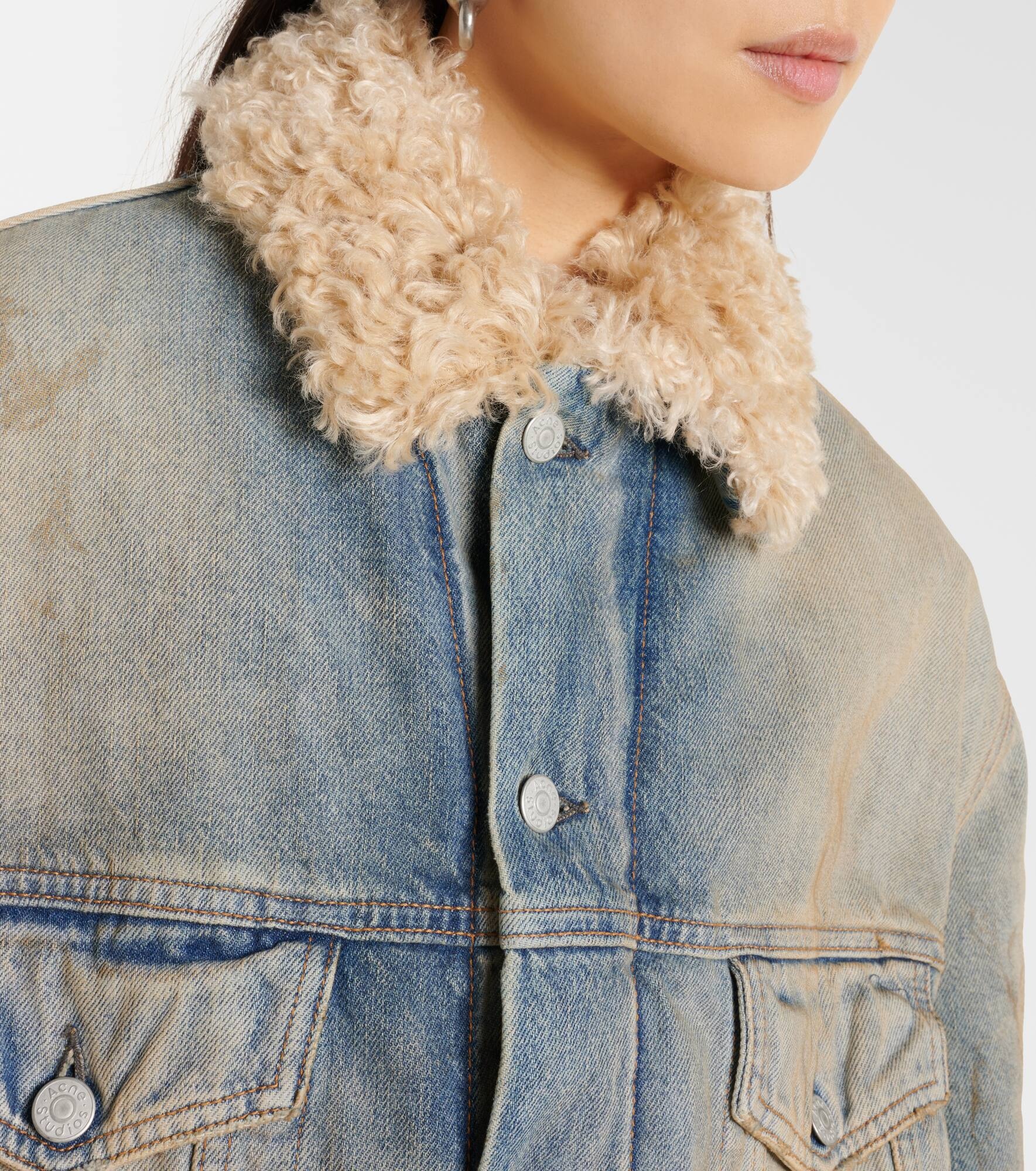 Roberta faux shearling-trimmed denim jacket - 4