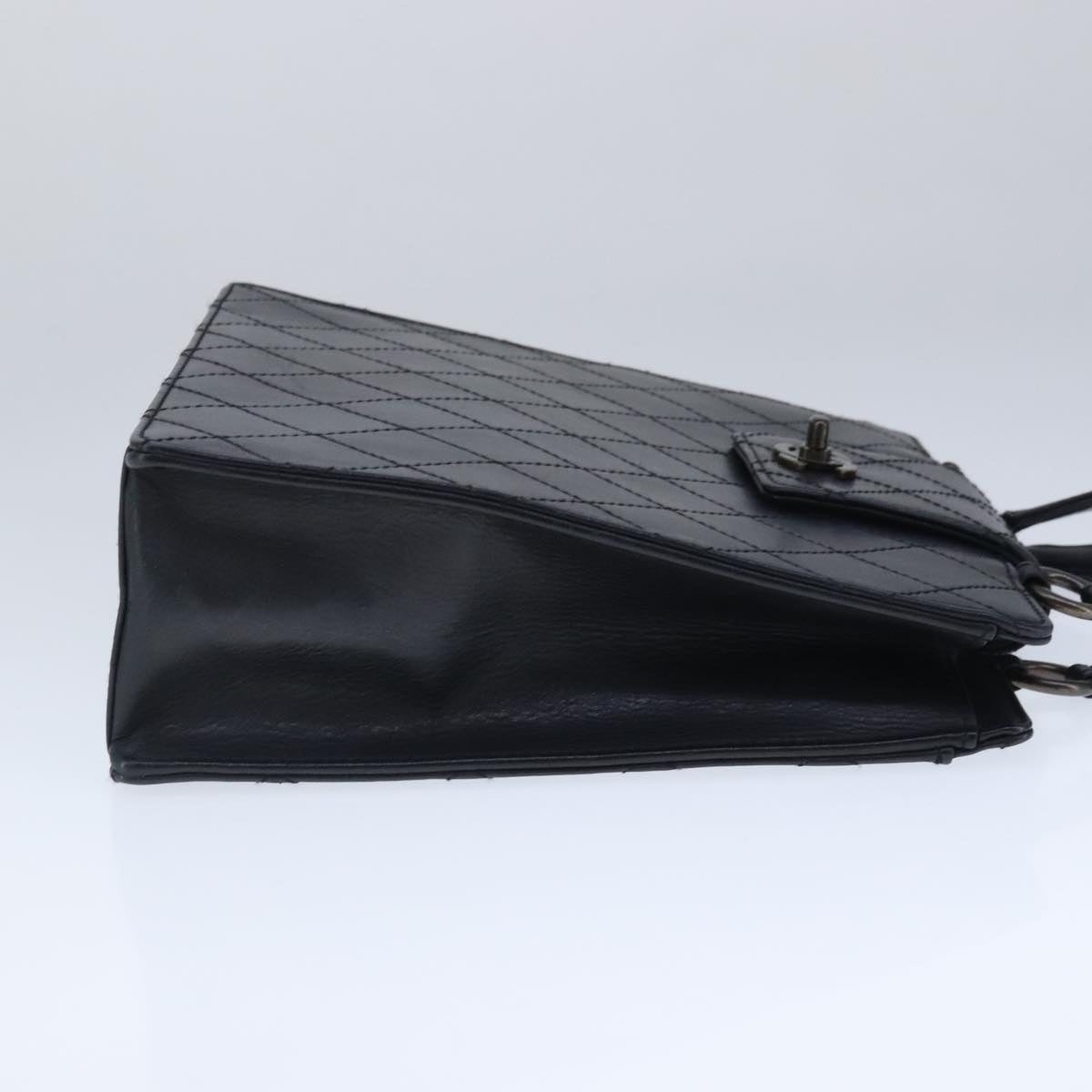 CHANEL Hand Bag Lamb Skin Black CC - 3