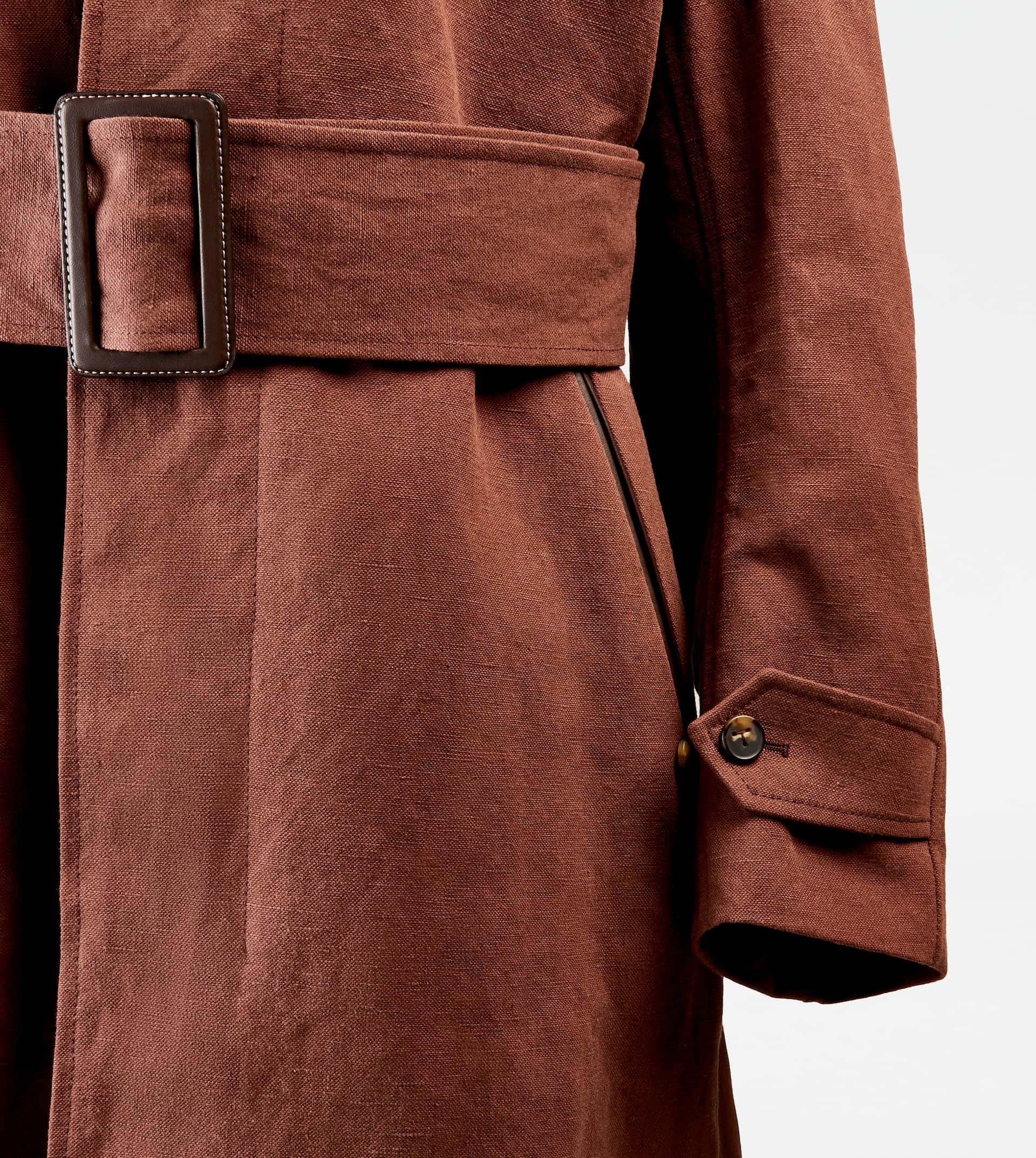 OVERCOAT WITH LEATHER INSERTS - BROWN - 8