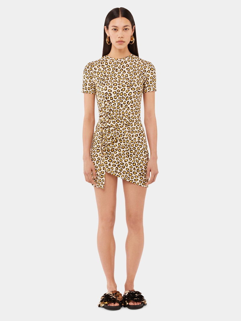 rabanne SHORT DRAPED DRESS LEOPARD PRINT outlook