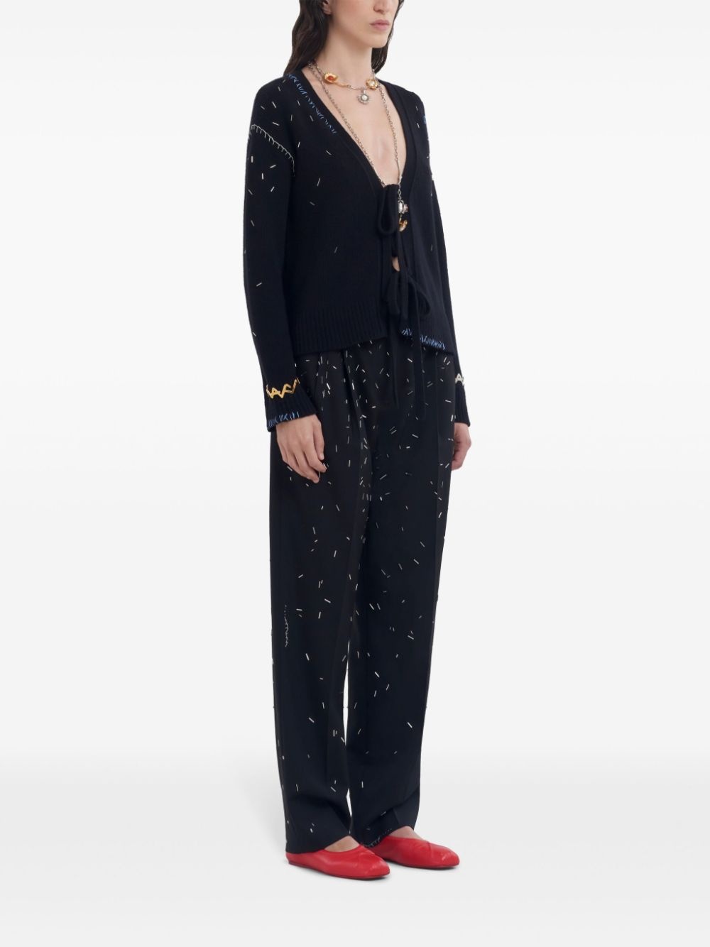 abstract-pattern print trousers - 3