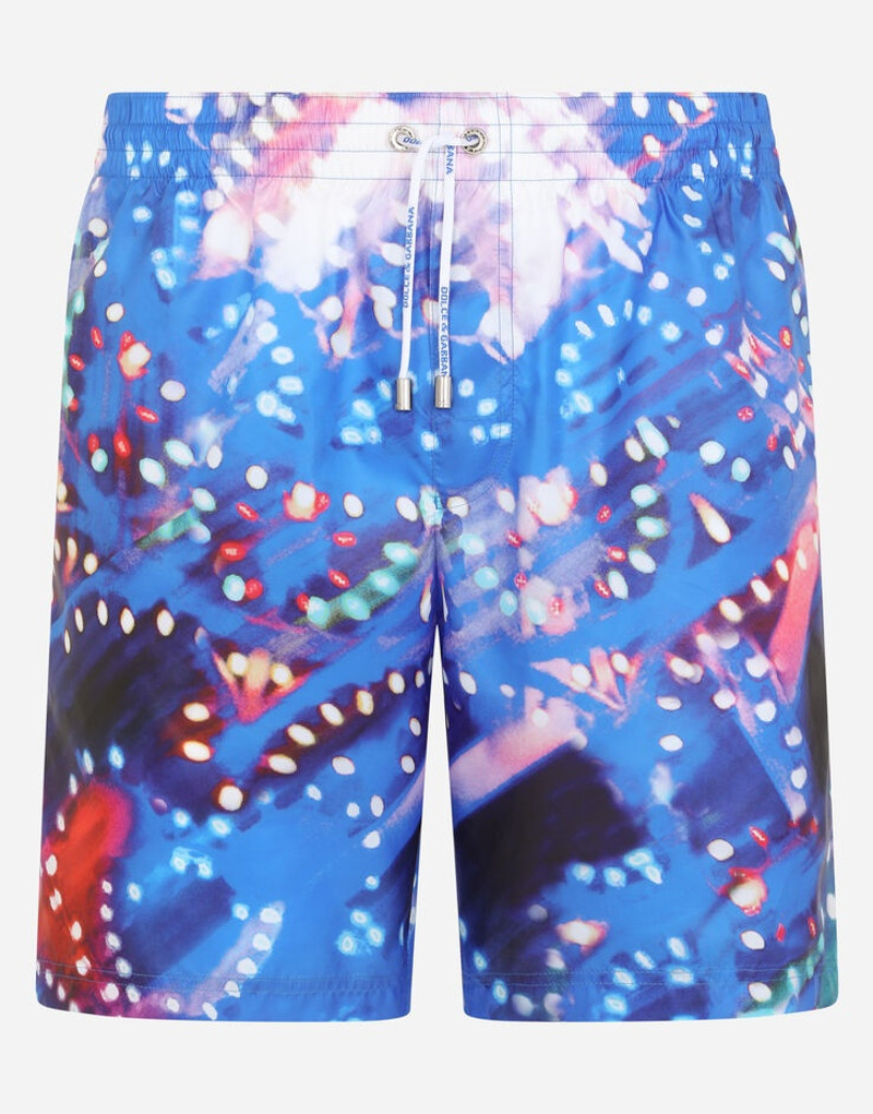 Dolce & Gabbana Mid-length swim trunks with illumination print outlook