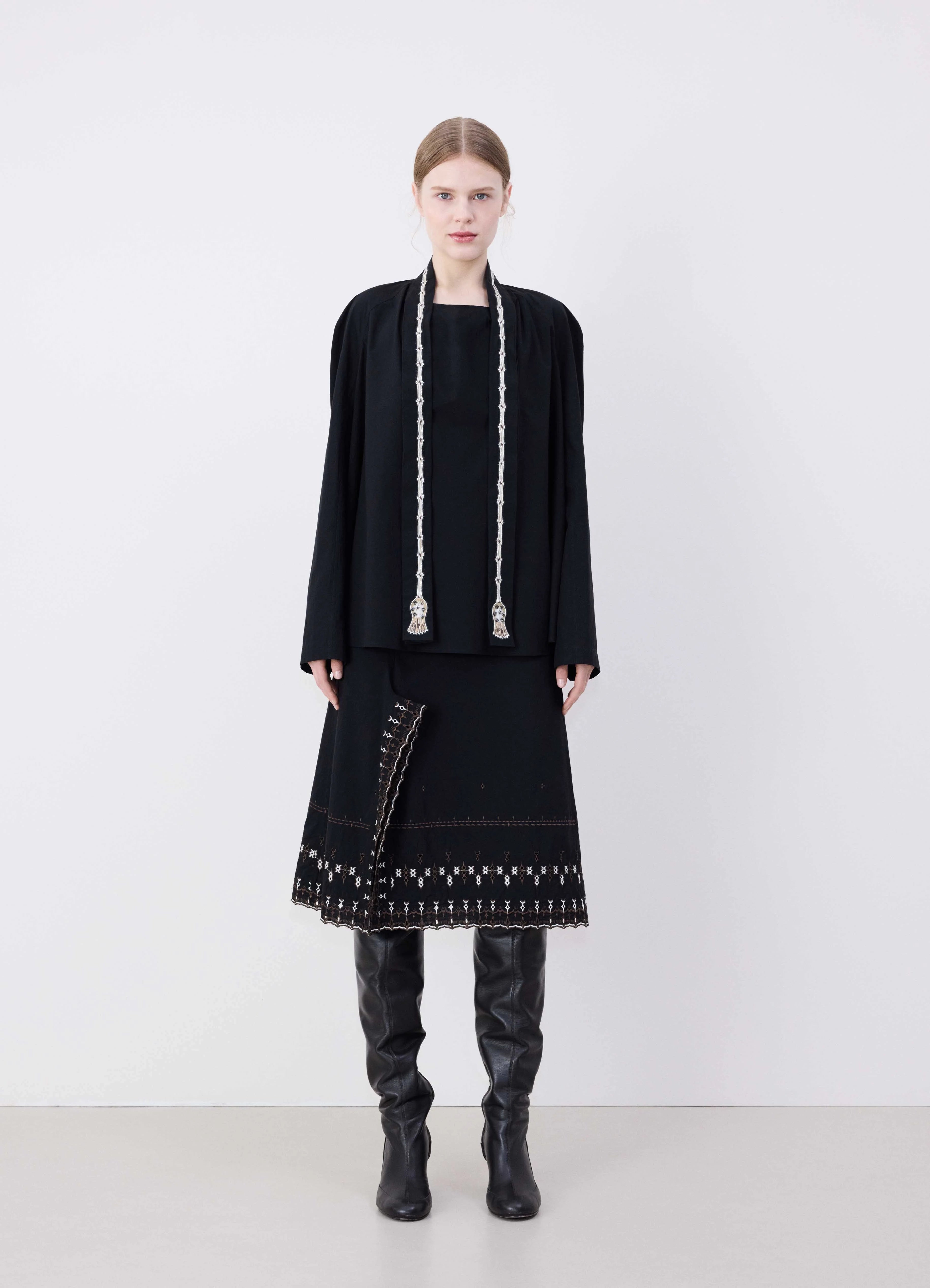 EMBROIDERED ASCOT BLOUSE - 2