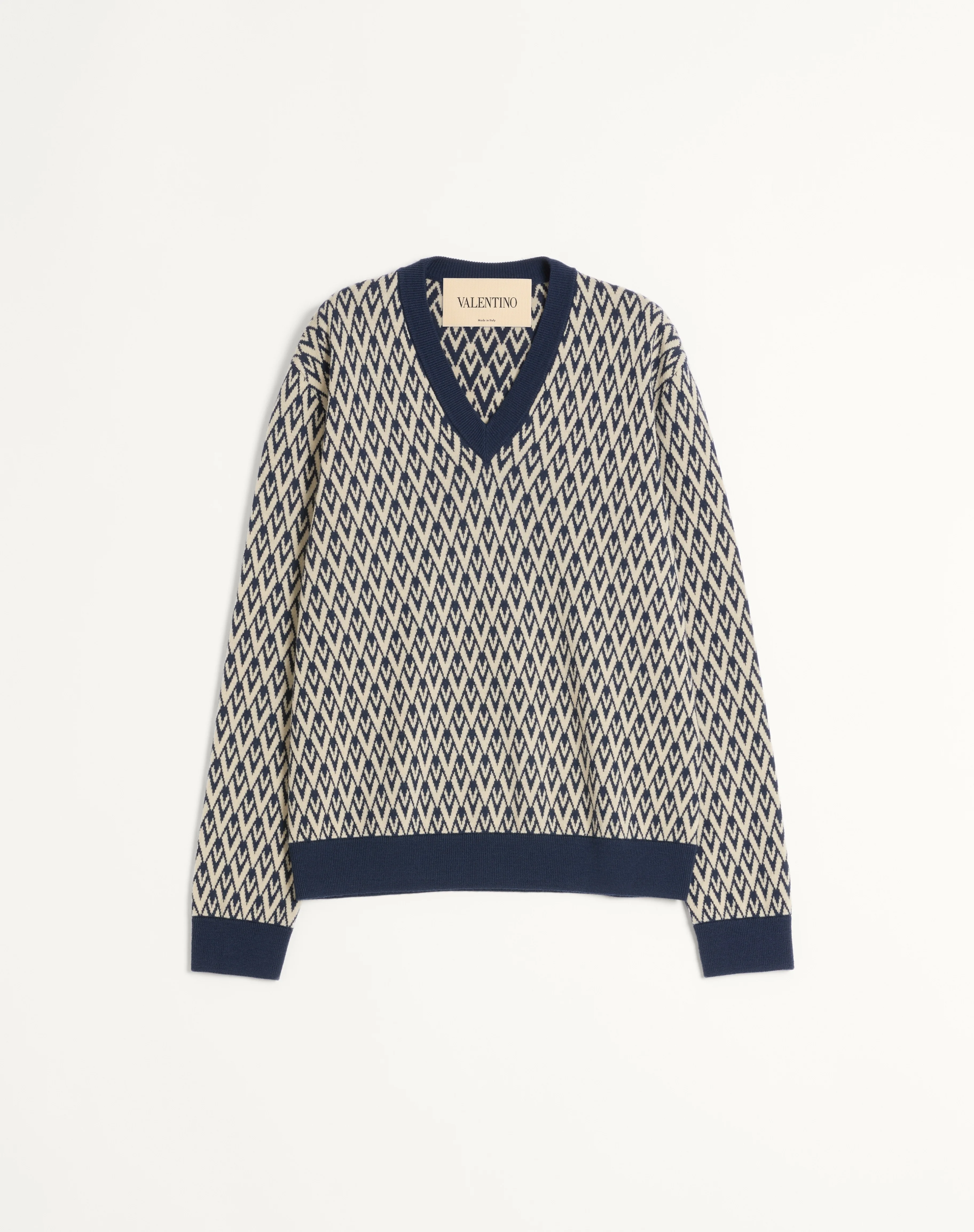 WOOL SWEATER WITH TOUTE LA V JACQUARD PATTERN - 1