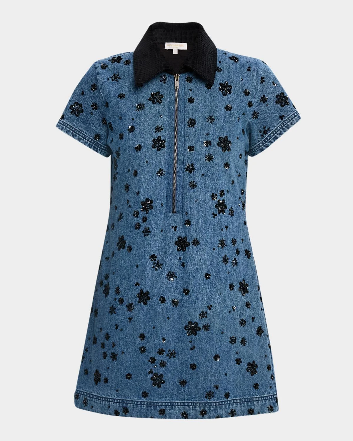 Rita Embellished Denim Mini Dress - 1