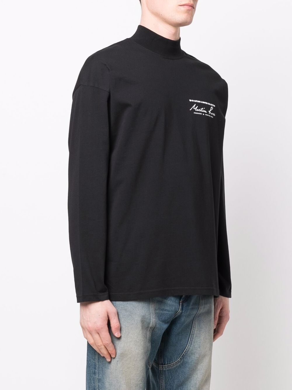 logo-print mock-neck T-shirt - 4