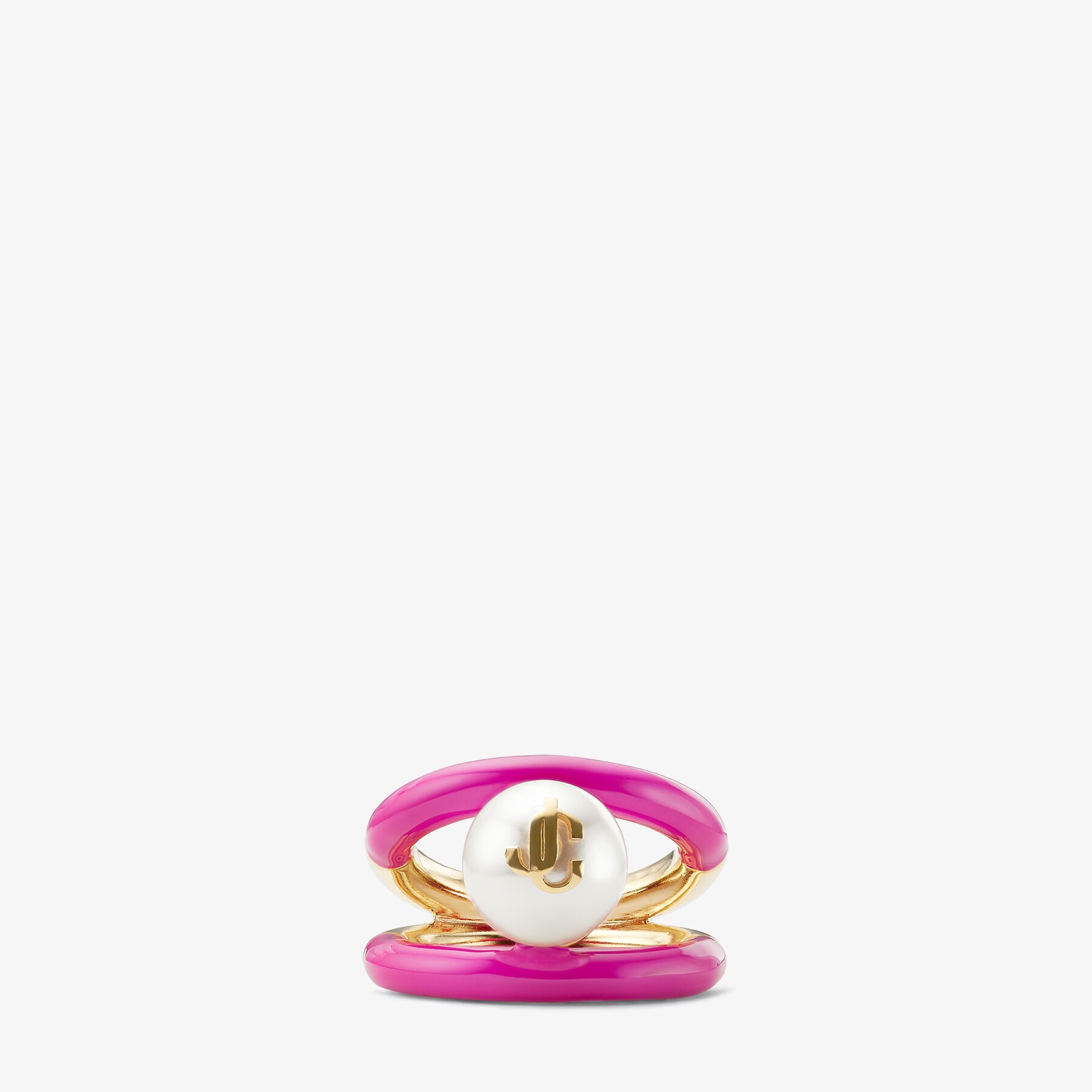 Pearl Ring
Gold-Finish Metal and Fuchsia JC Enamel Pearl Ring - 1
