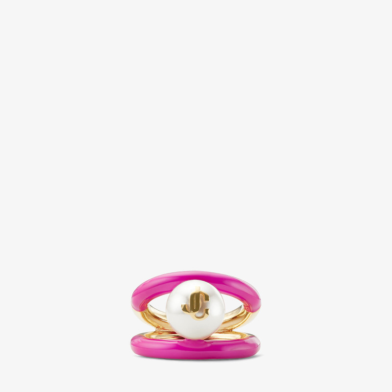 Pearl Ring
Gold-Finish Metal and Fuchsia JC Enamel Pearl Ring 1