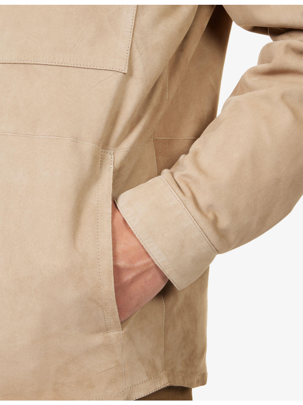 Flap-Pocket Boxy-Fit Suede Jacket - 5