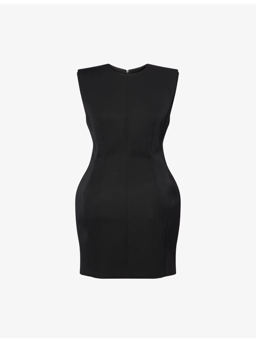 Padded-Shoulder Cinched-Waist Wool-Blend Mini Dress - 1