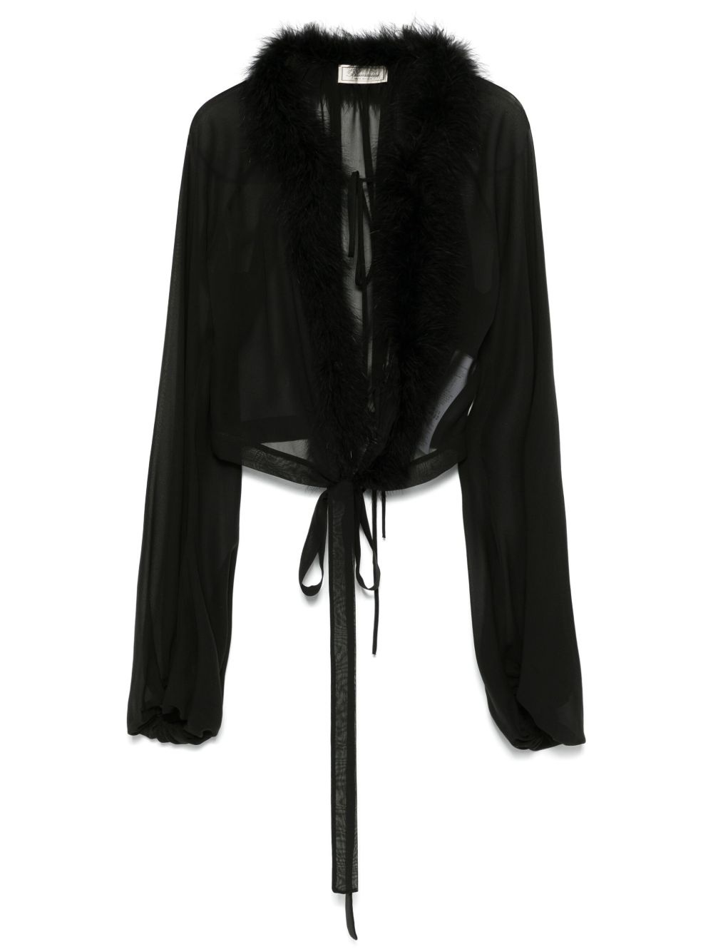 feather-trim georgette blouse - 1