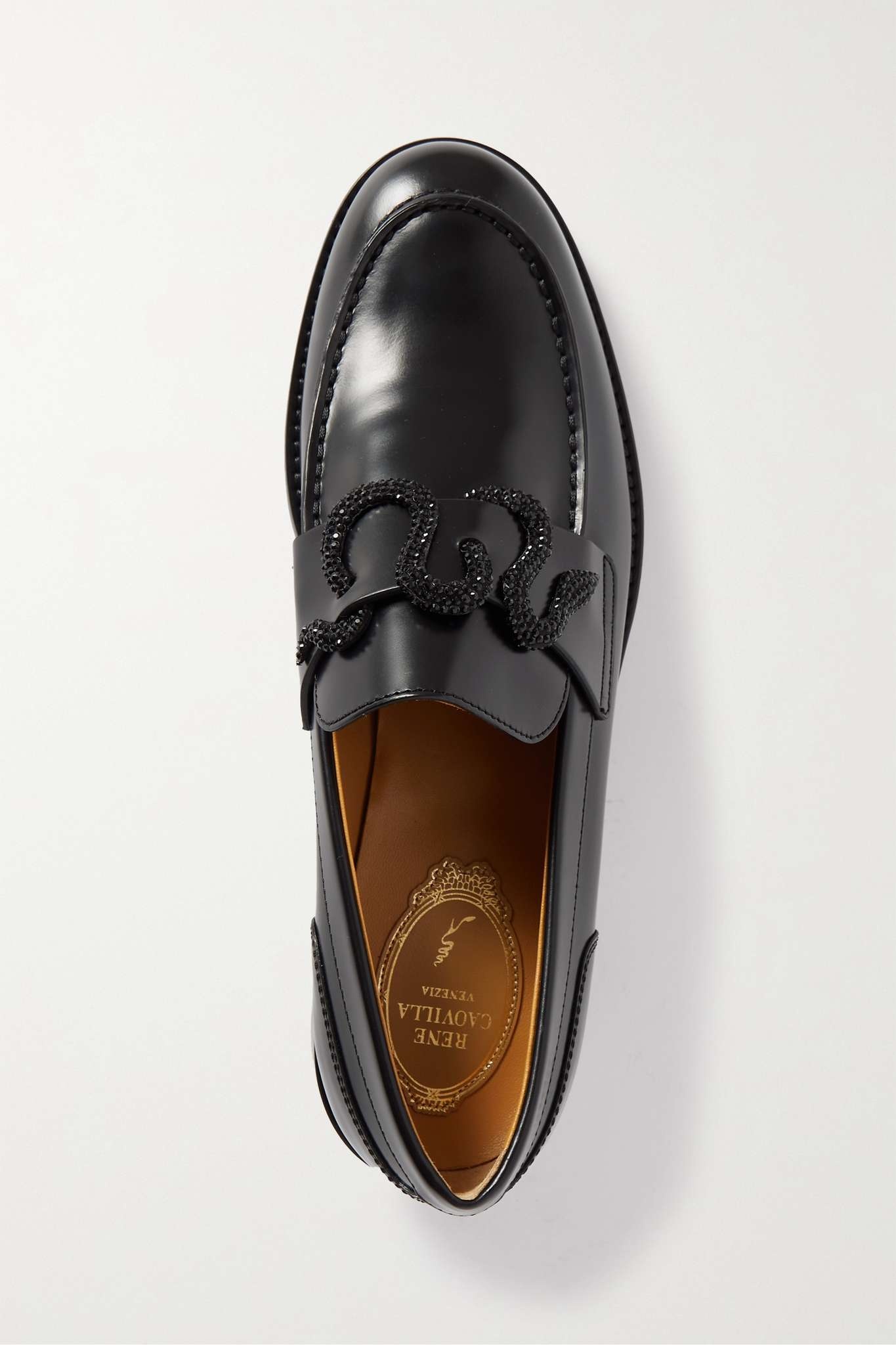 Morgana crystal-embellished leather loafers - 5