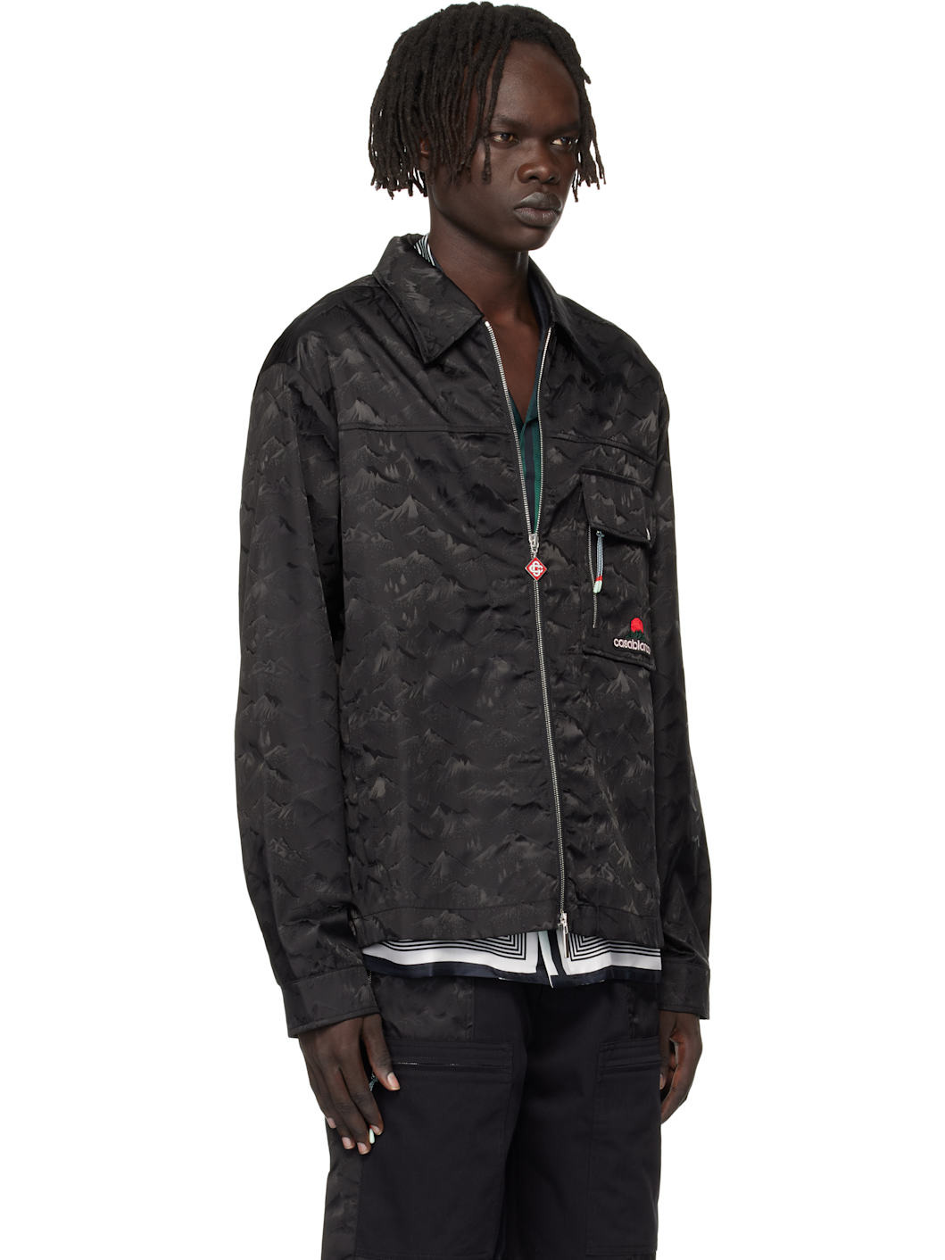 Black Nylon Mountain Short Sleeve Camo Zip Shirt - 2